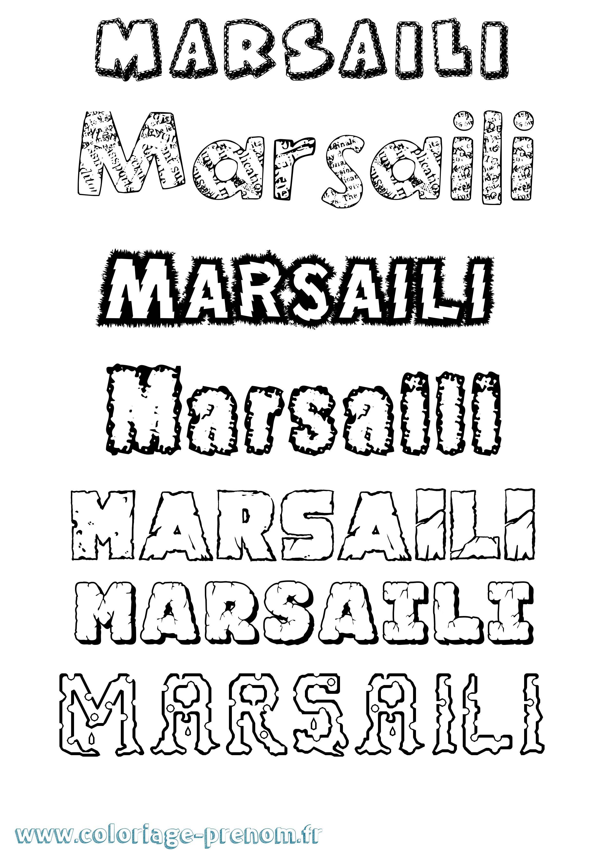 Coloriage prénom Marsaili Destructuré