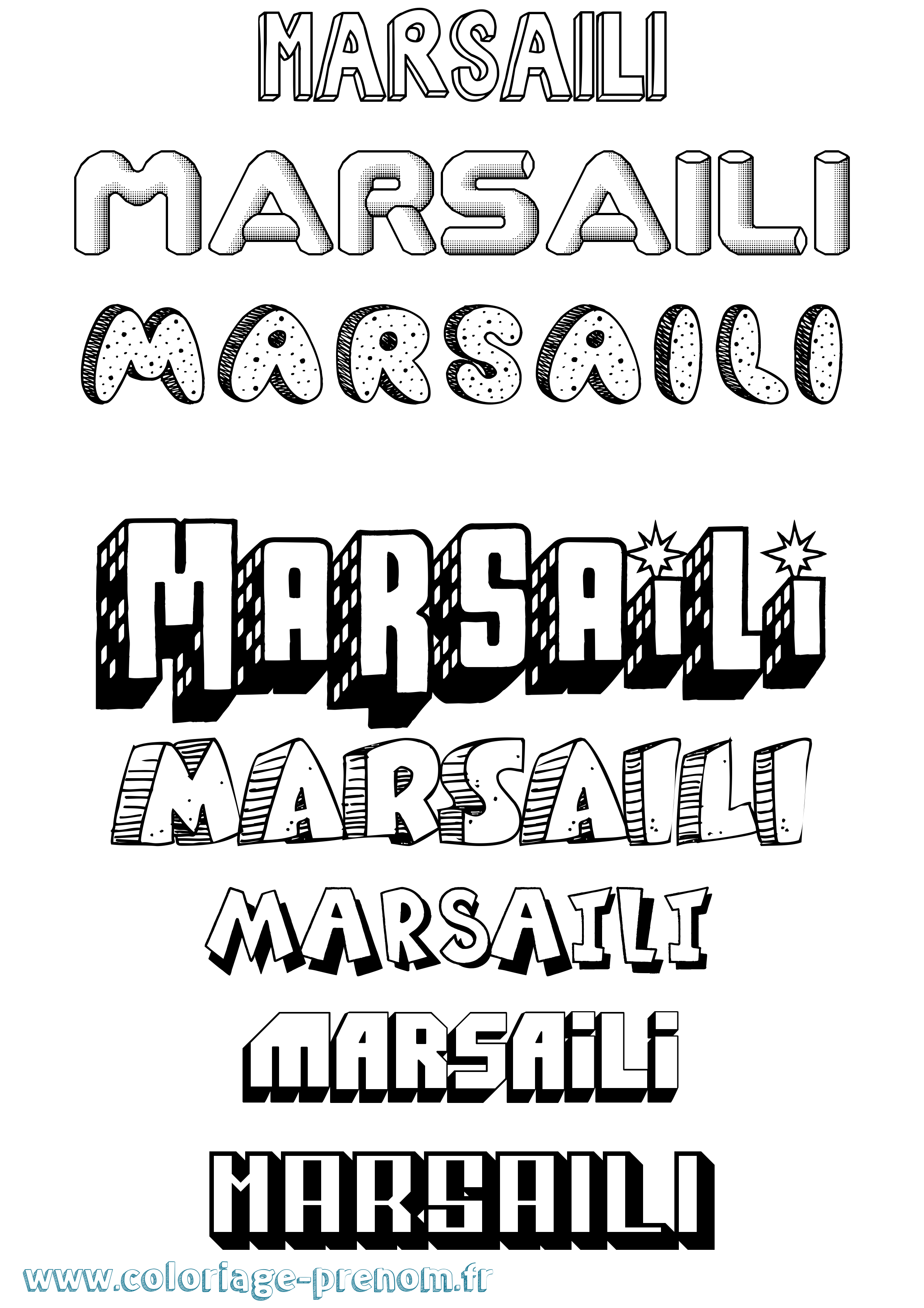 Coloriage prénom Marsaili Effet 3D