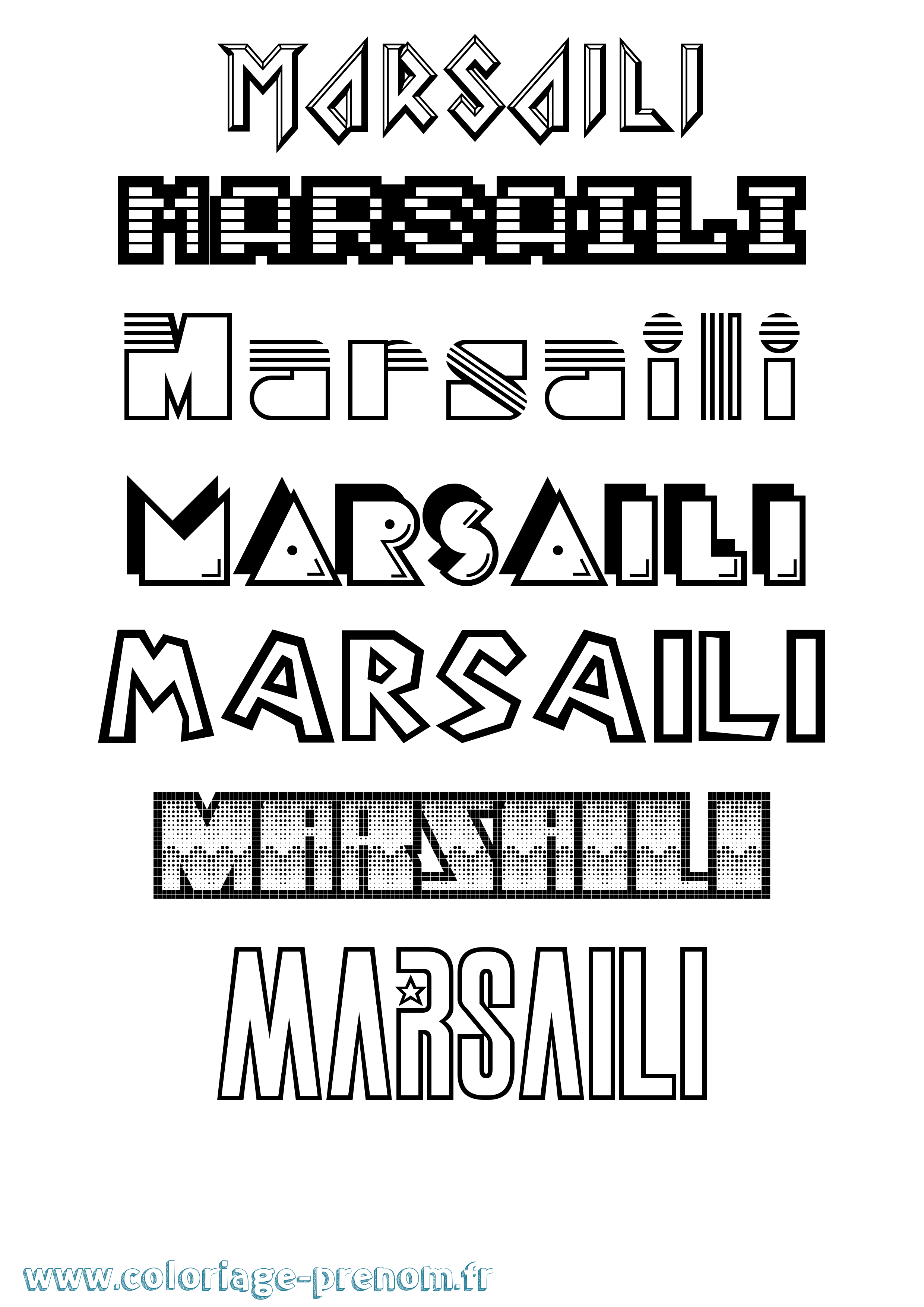 Coloriage prénom Marsaili Jeux Vidéos