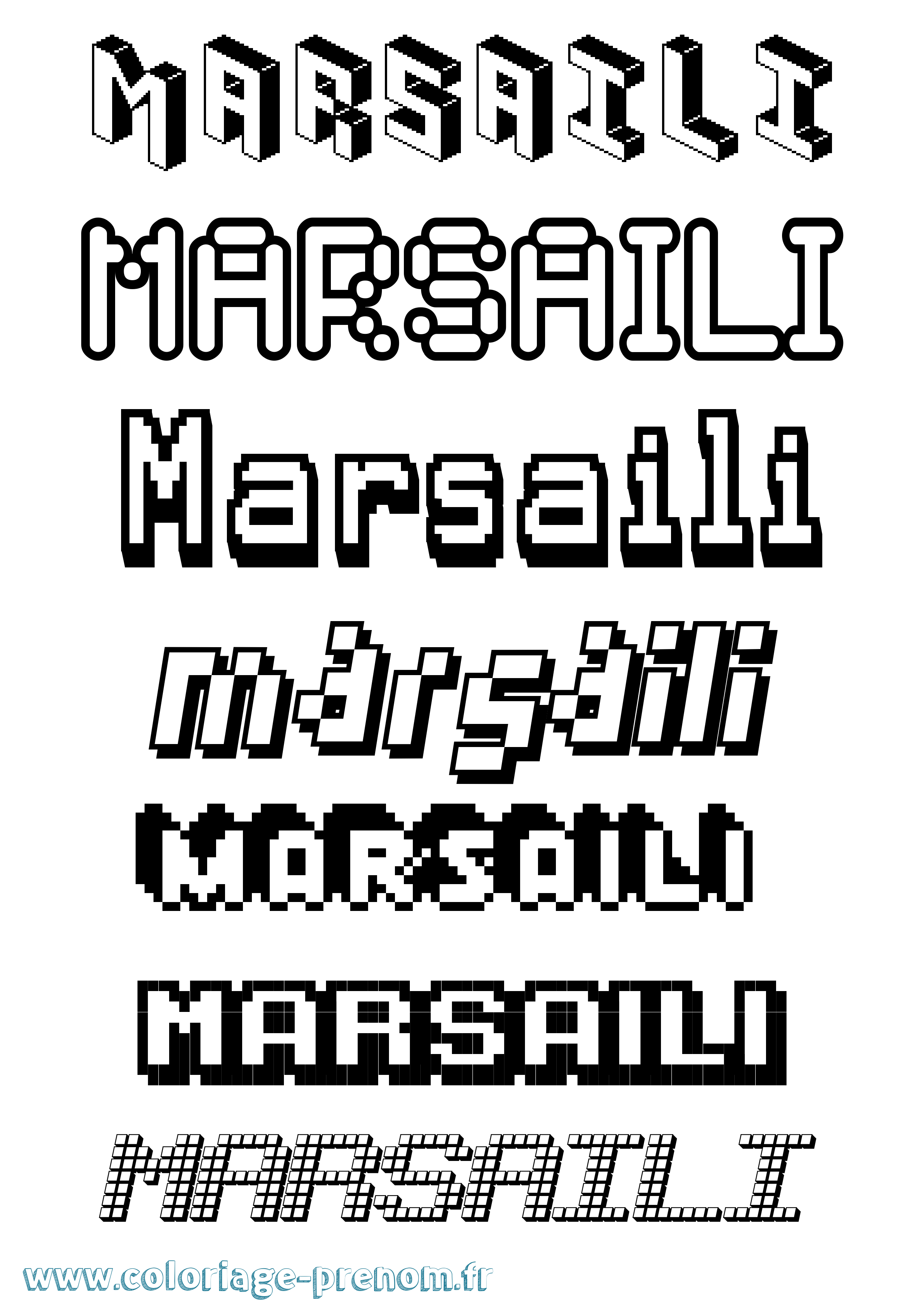 Coloriage prénom Marsaili Pixel
