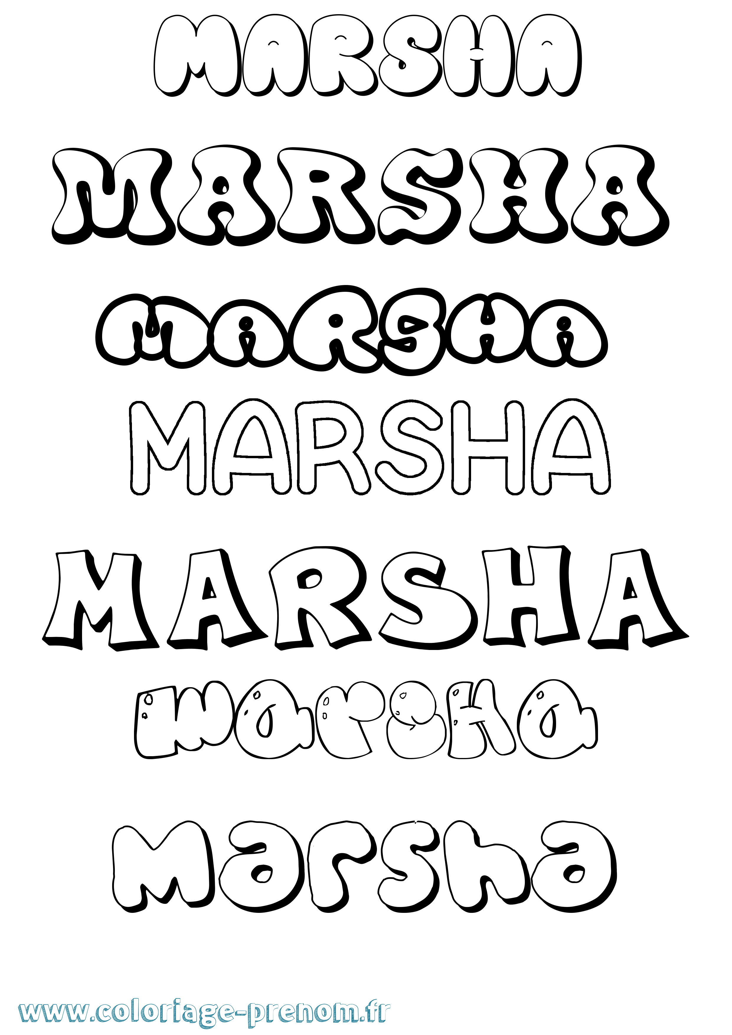 Coloriage prénom Marsha Bubble