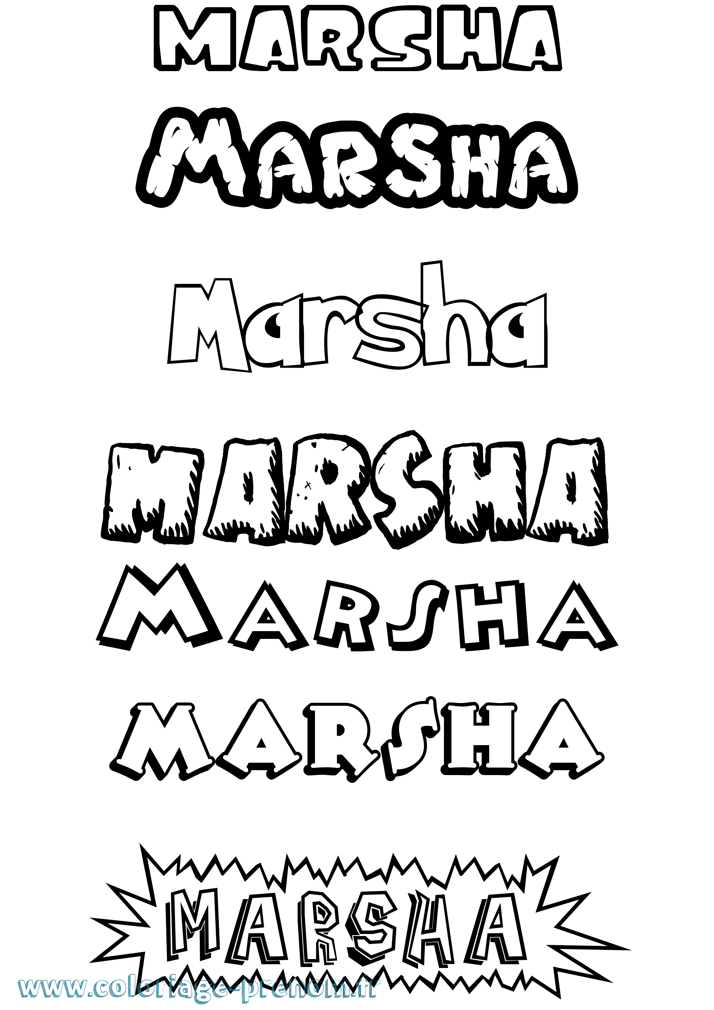 Coloriage prénom Marsha Dessin Animé