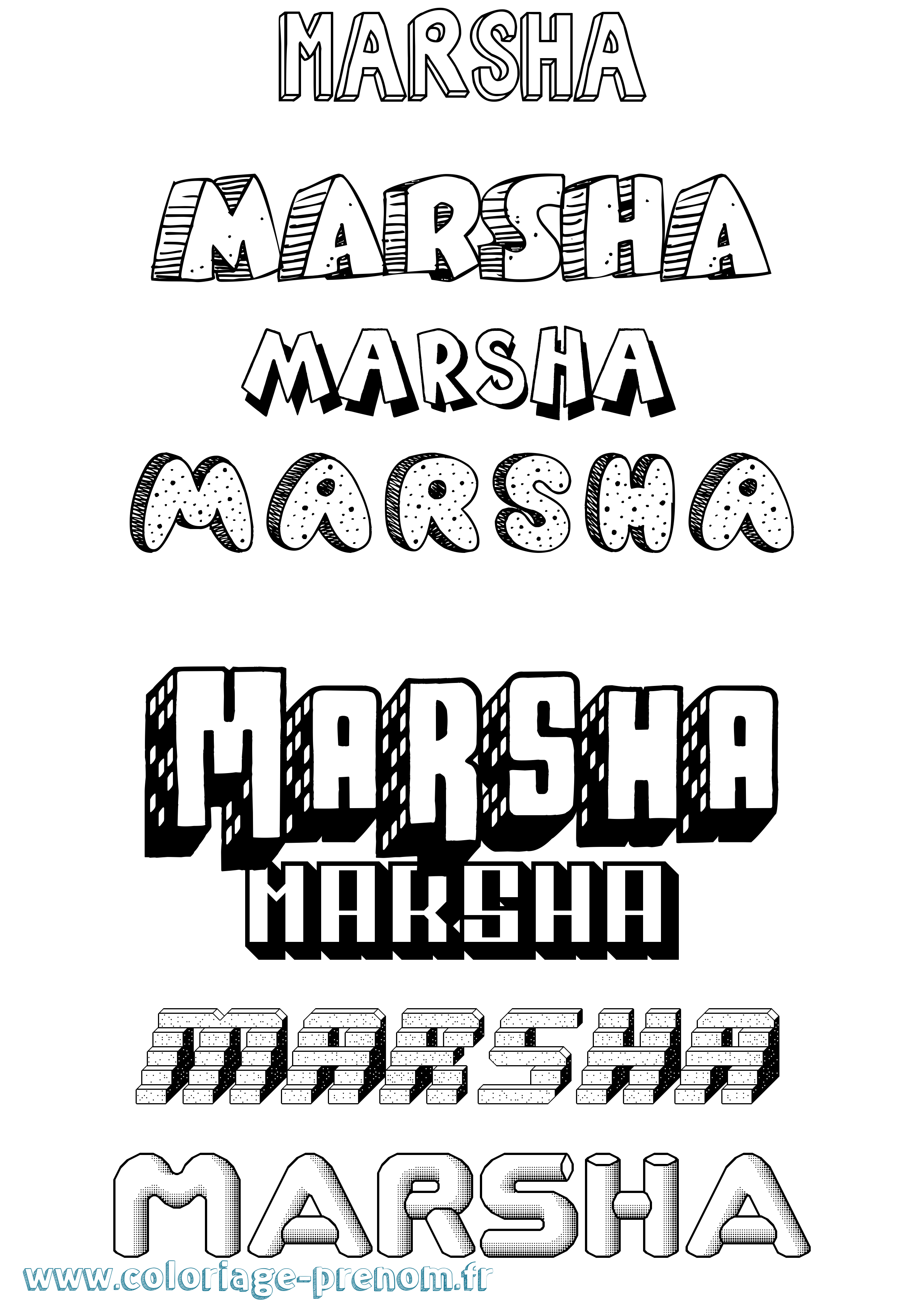 Coloriage prénom Marsha Effet 3D