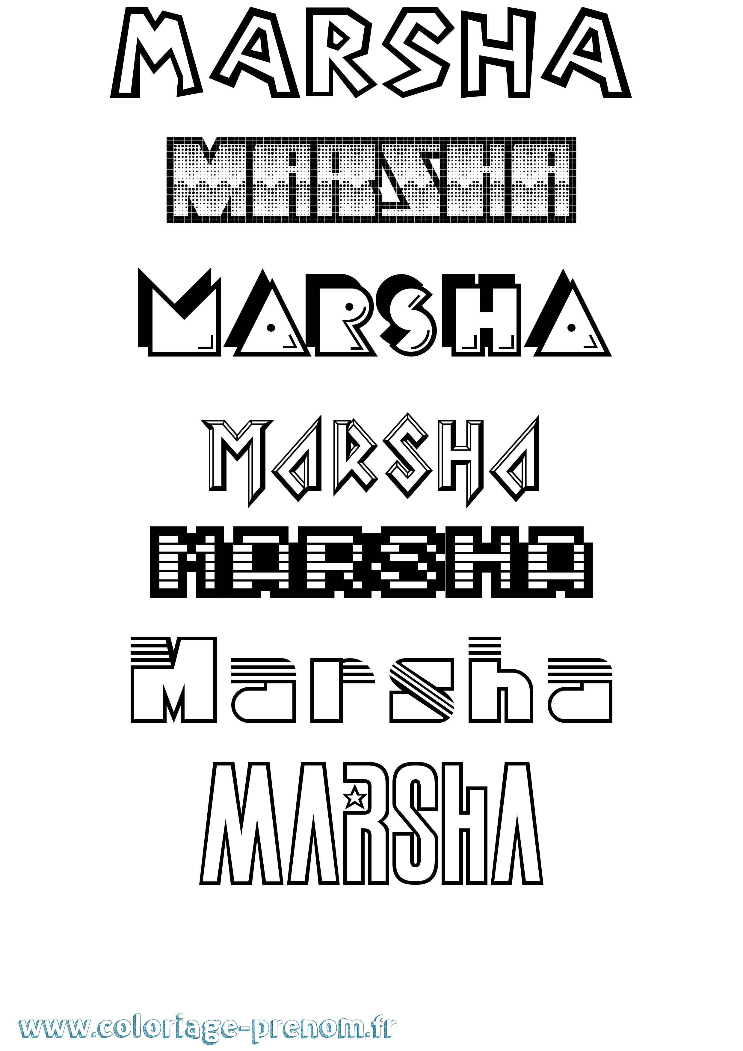 Coloriage prénom Marsha Jeux Vidéos