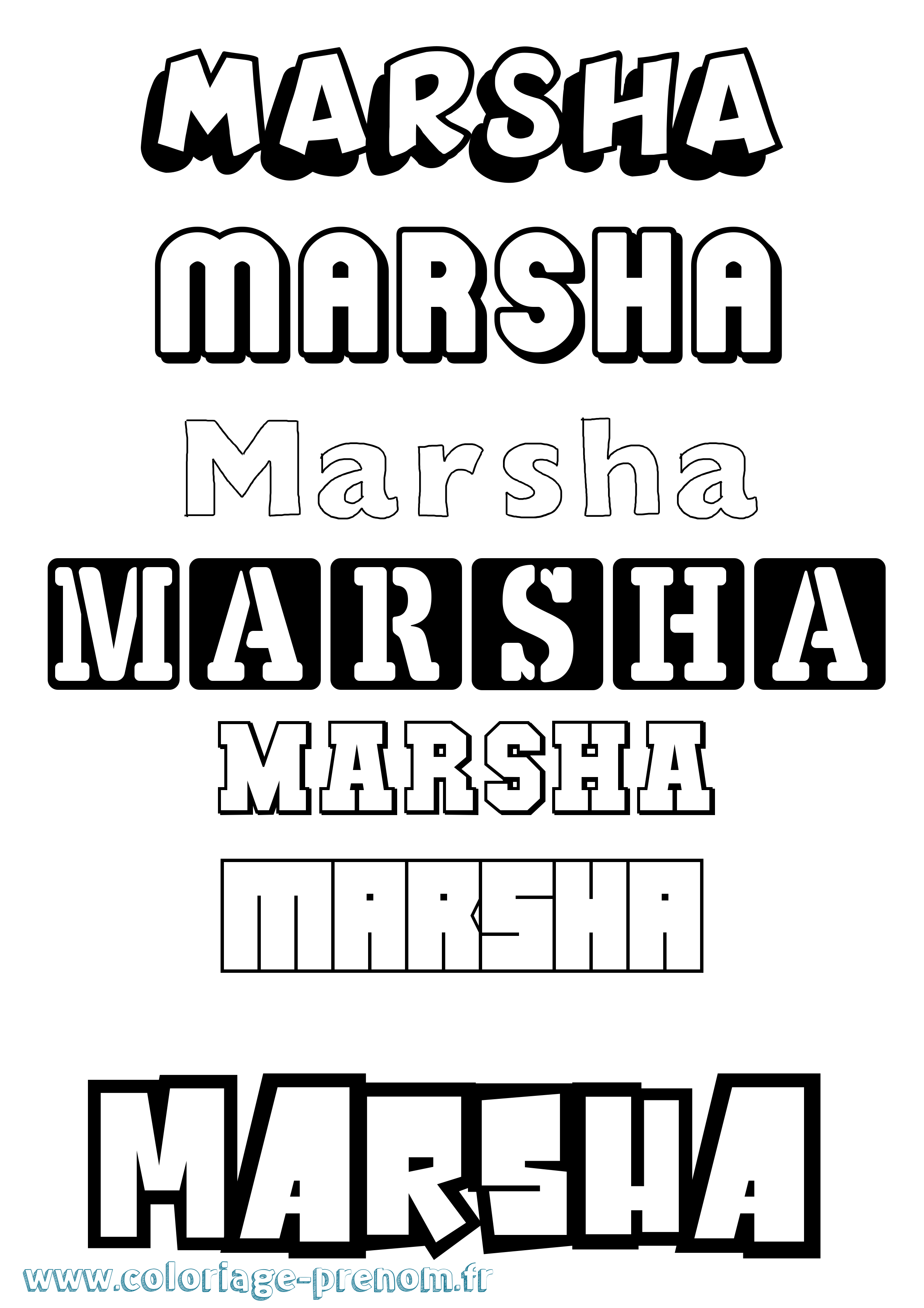 Coloriage prénom Marsha Simple