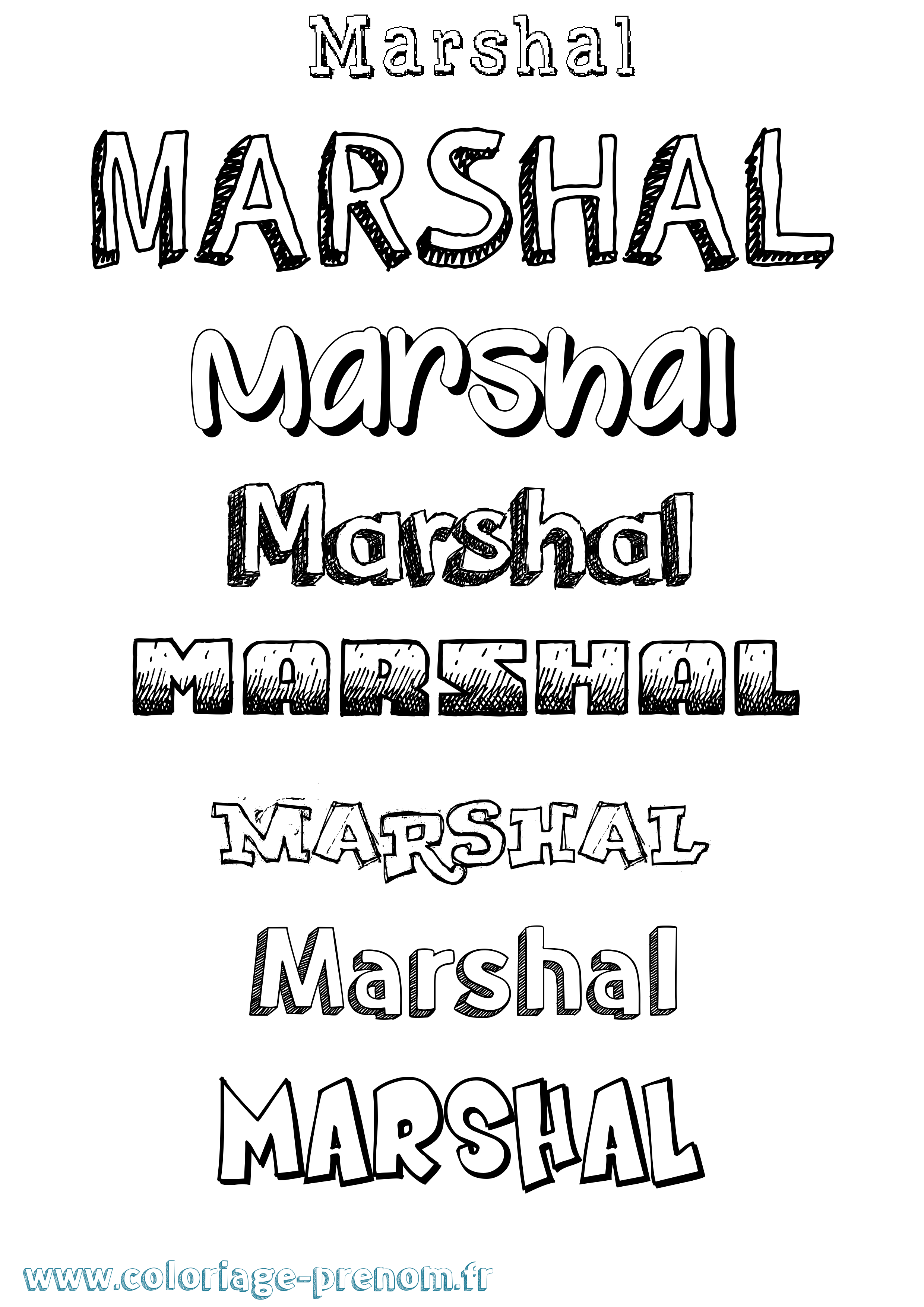 Coloriage prénom Marshal Dessiné