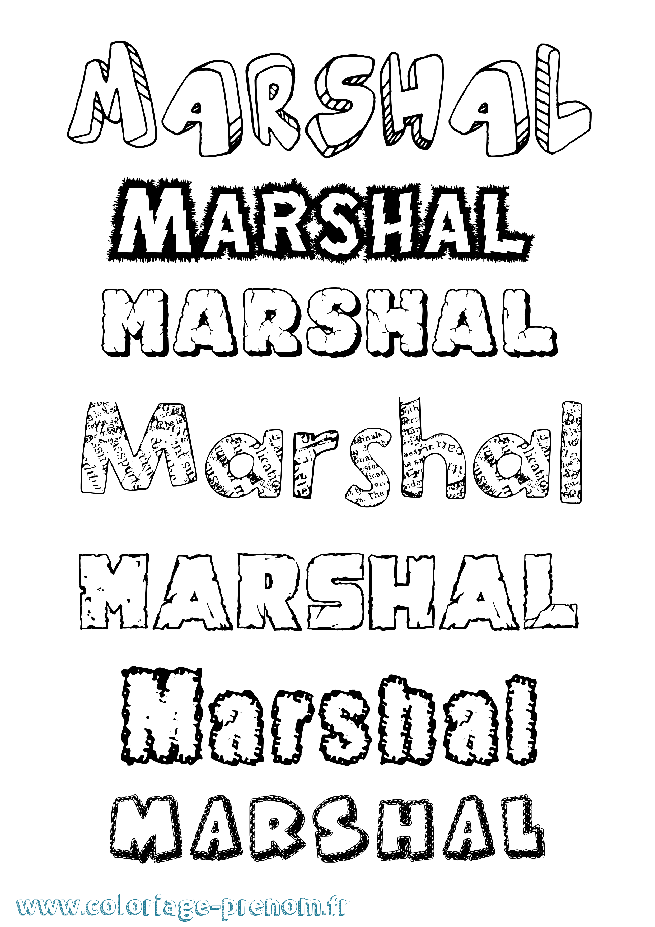 Coloriage prénom Marshal Destructuré