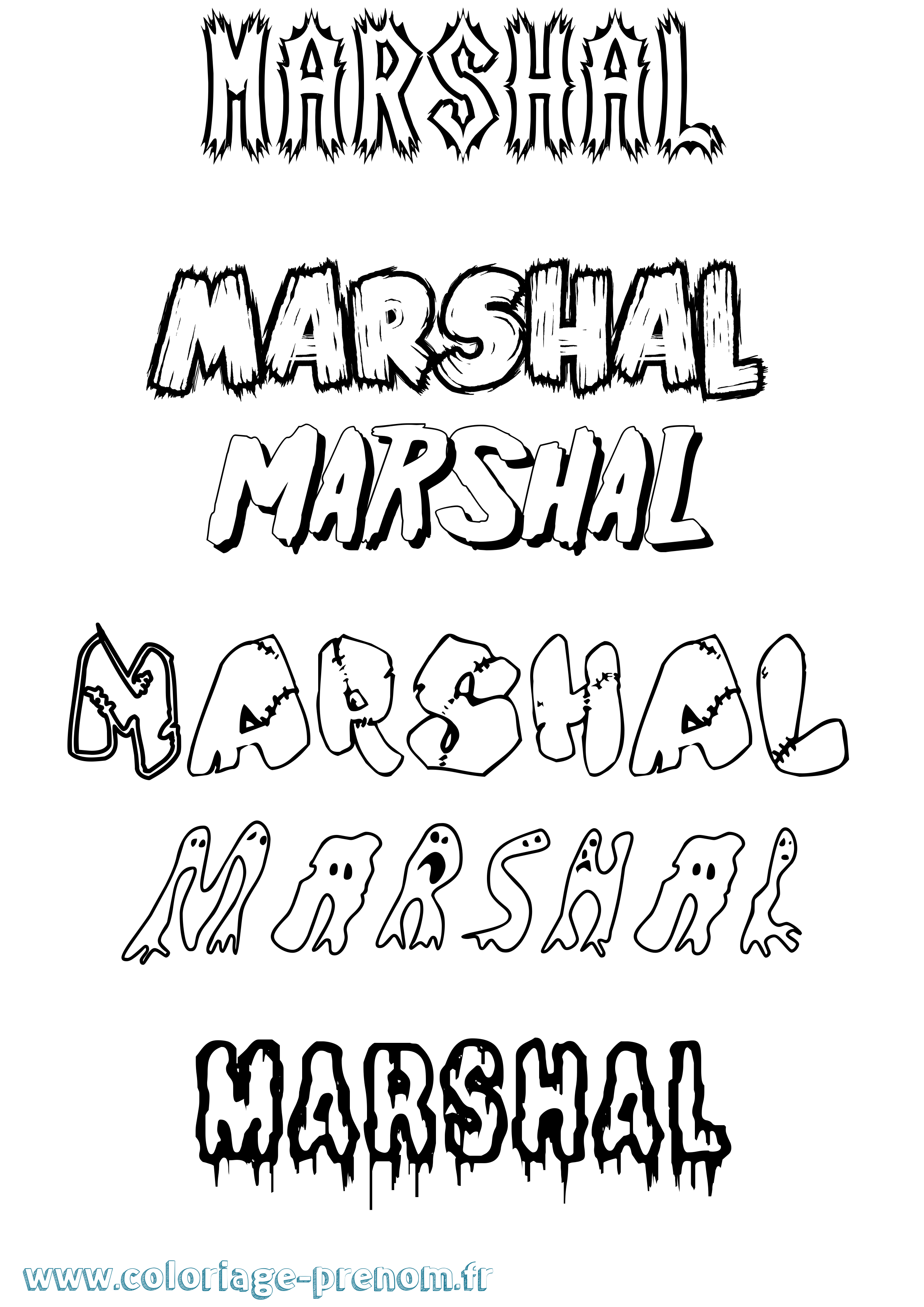 Coloriage prénom Marshal Frisson