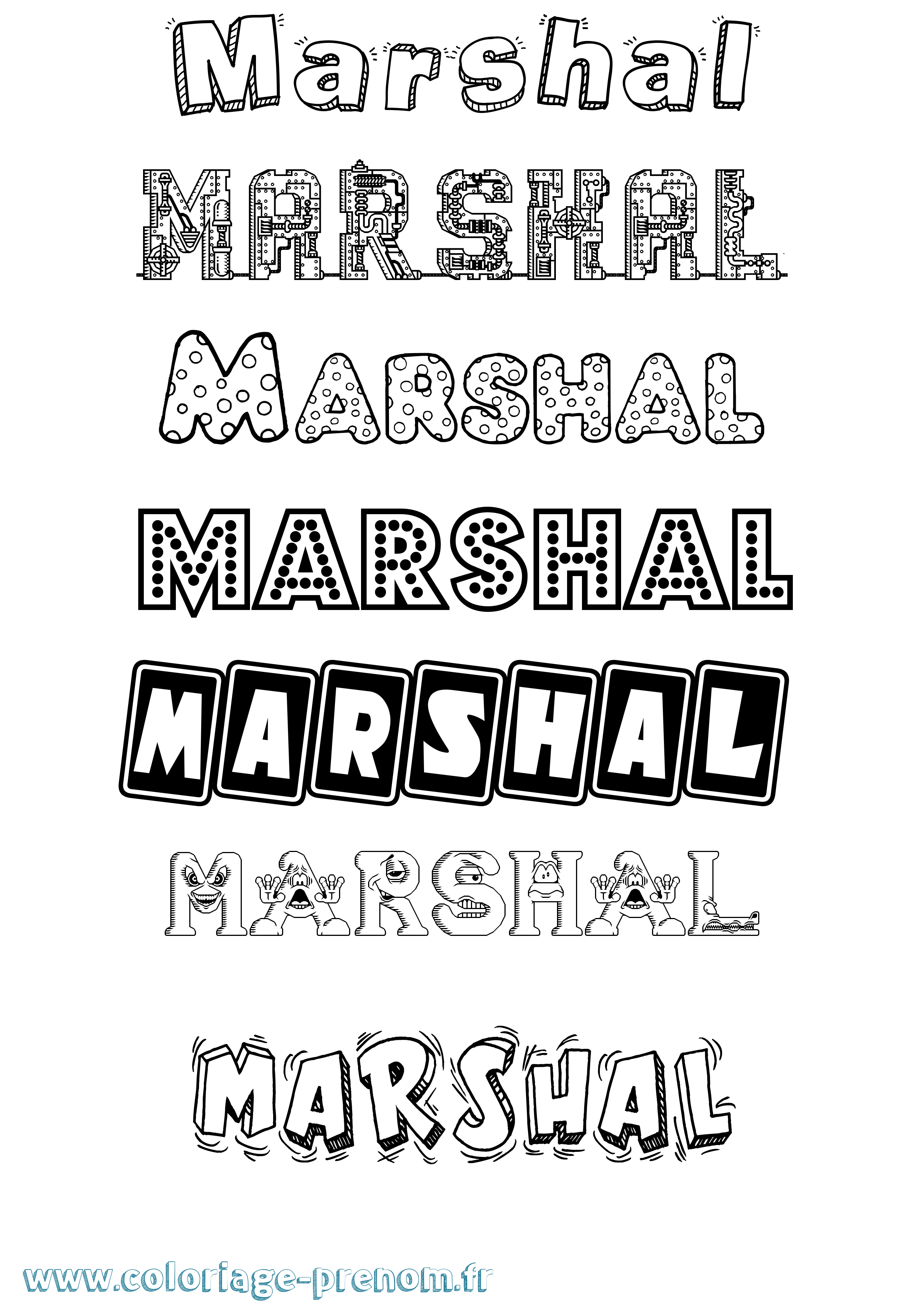 Coloriage prénom Marshal Fun