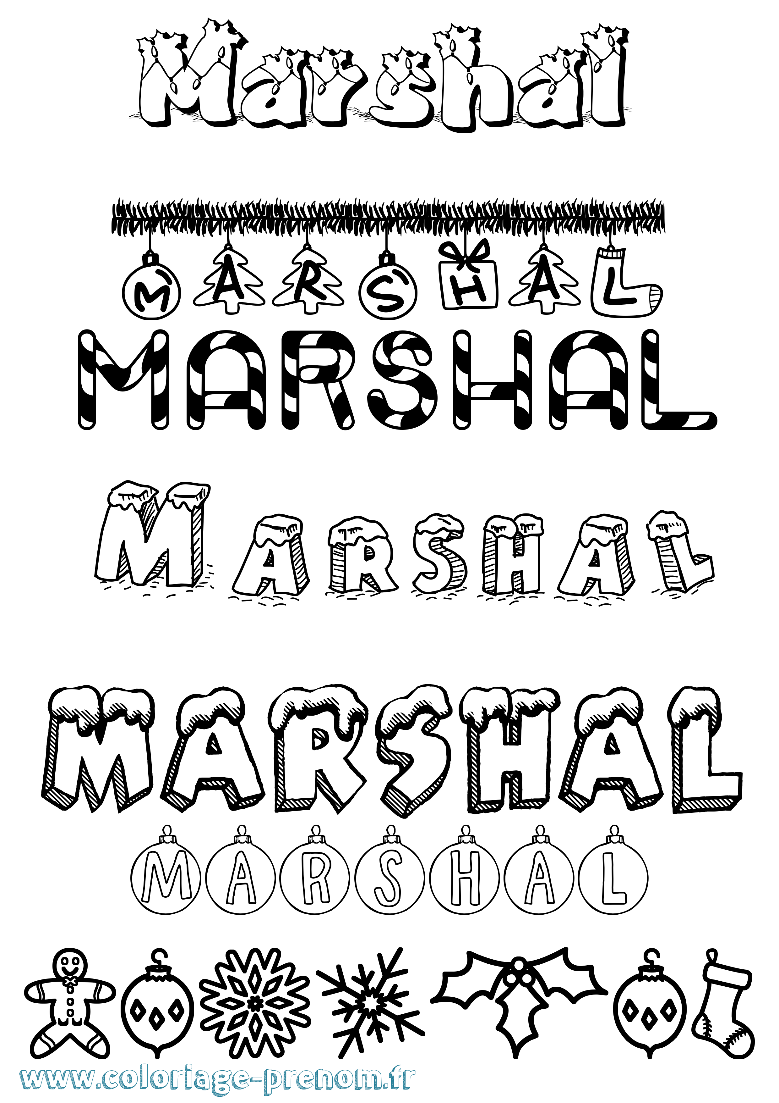 Coloriage prénom Marshal Noël