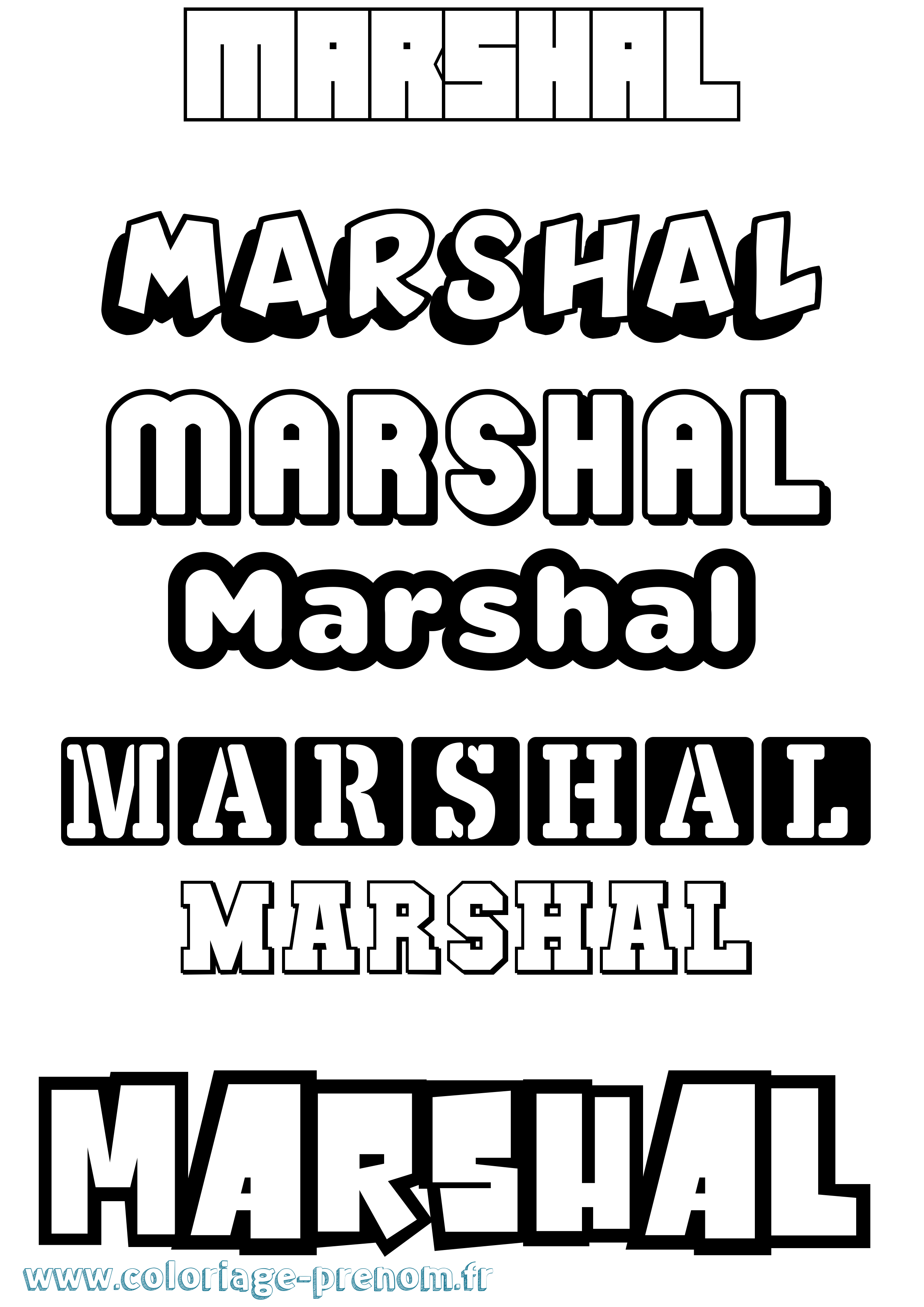 Coloriage prénom Marshal Simple