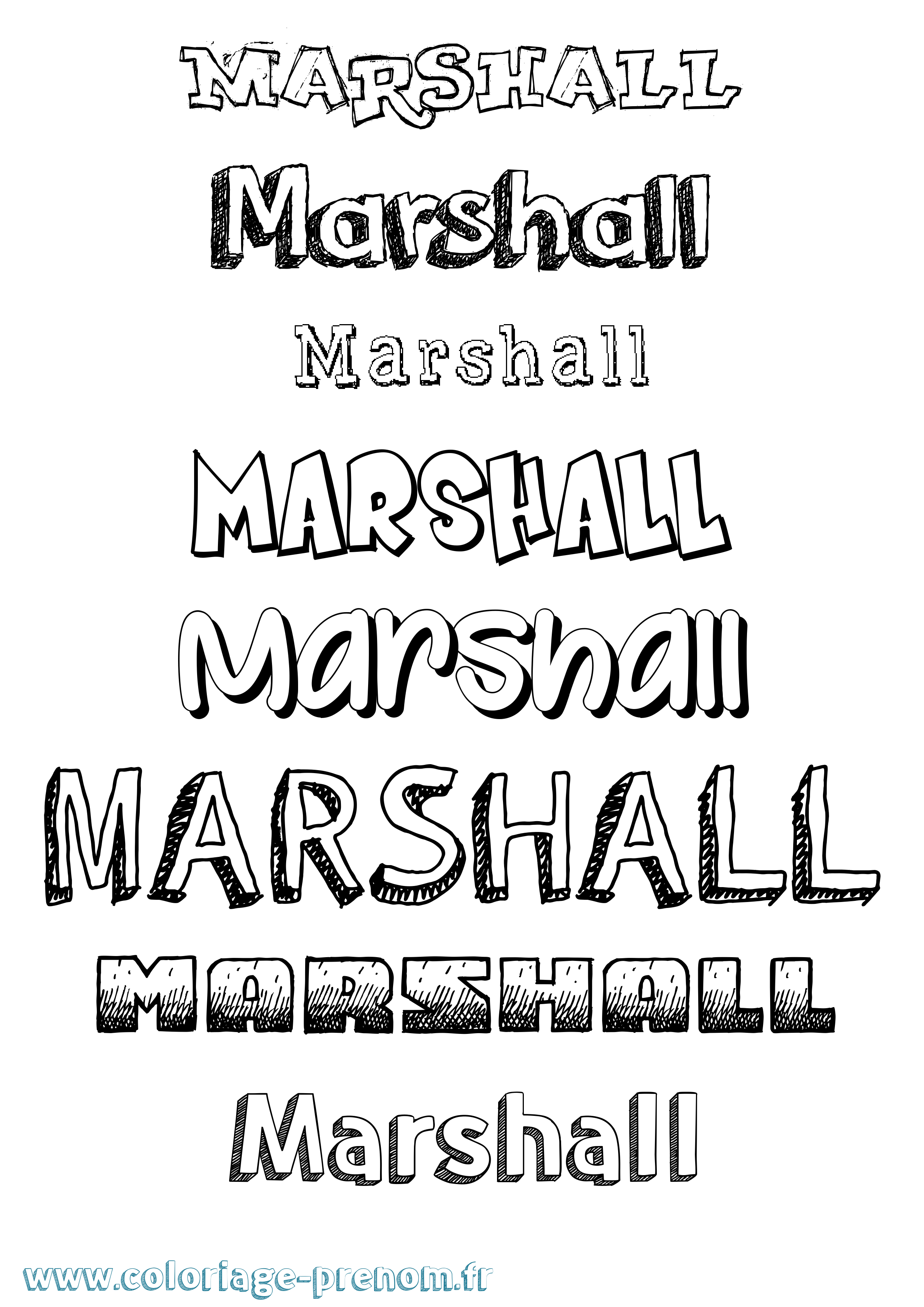 Coloriage prénom Marshall Dessiné