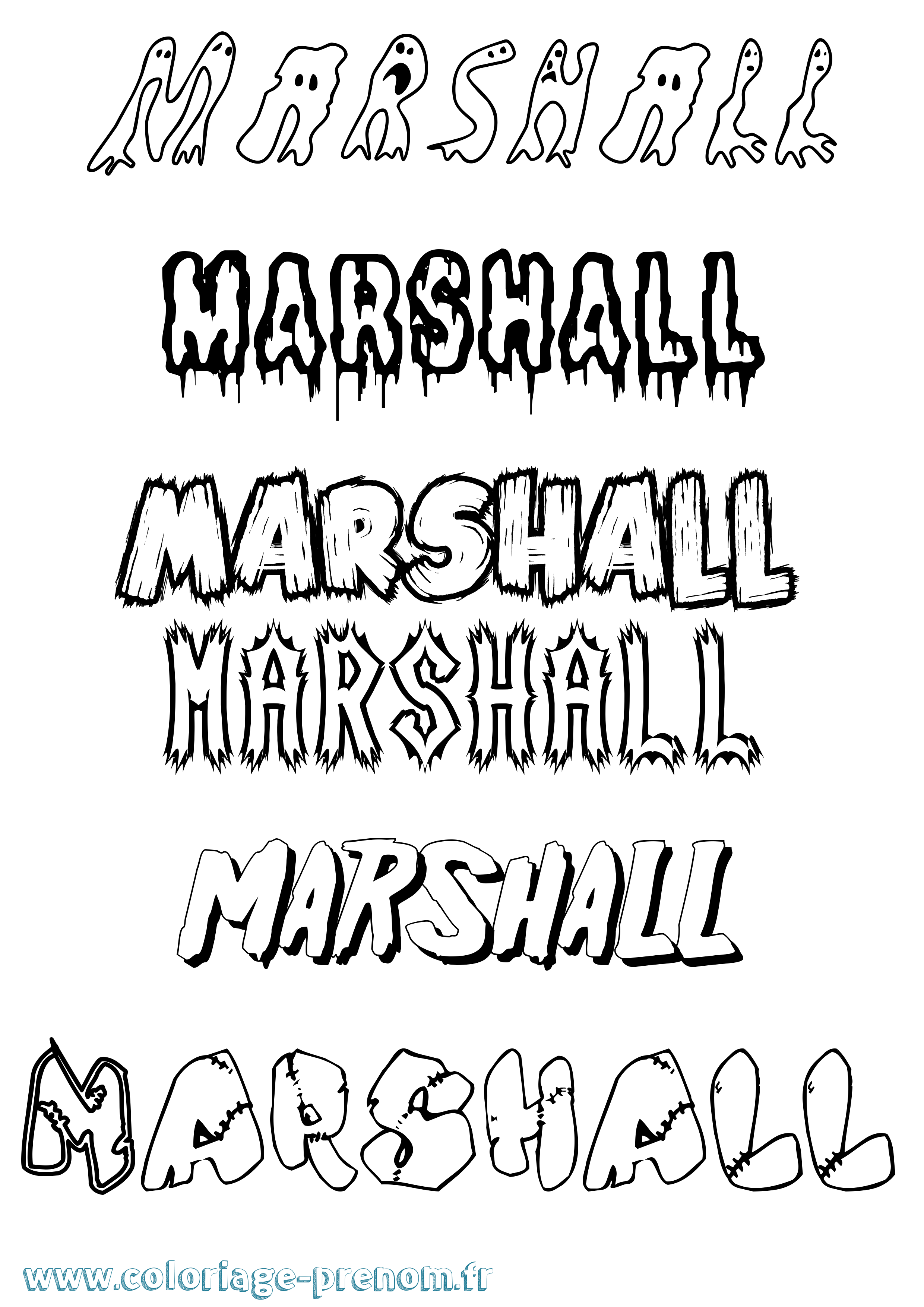 Coloriage prénom Marshall Frisson