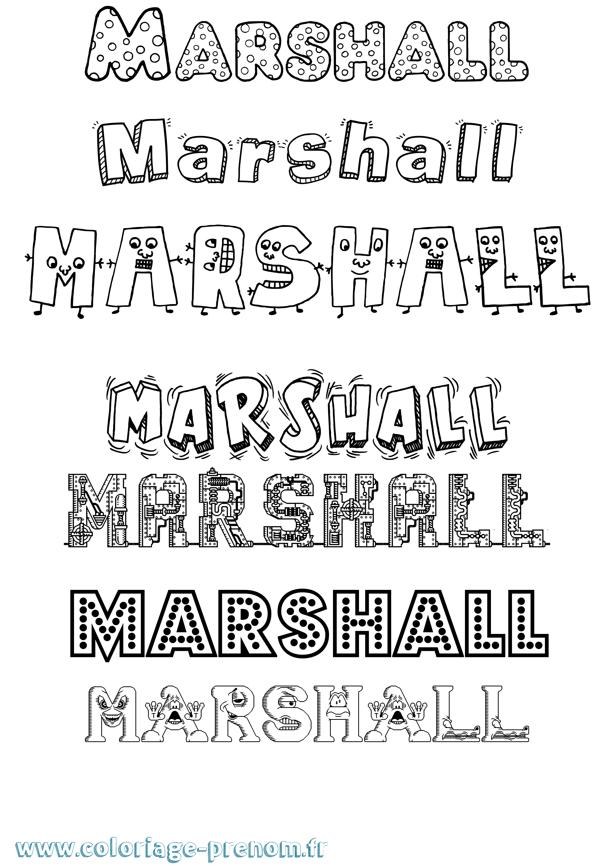Coloriage prénom Marshall Fun