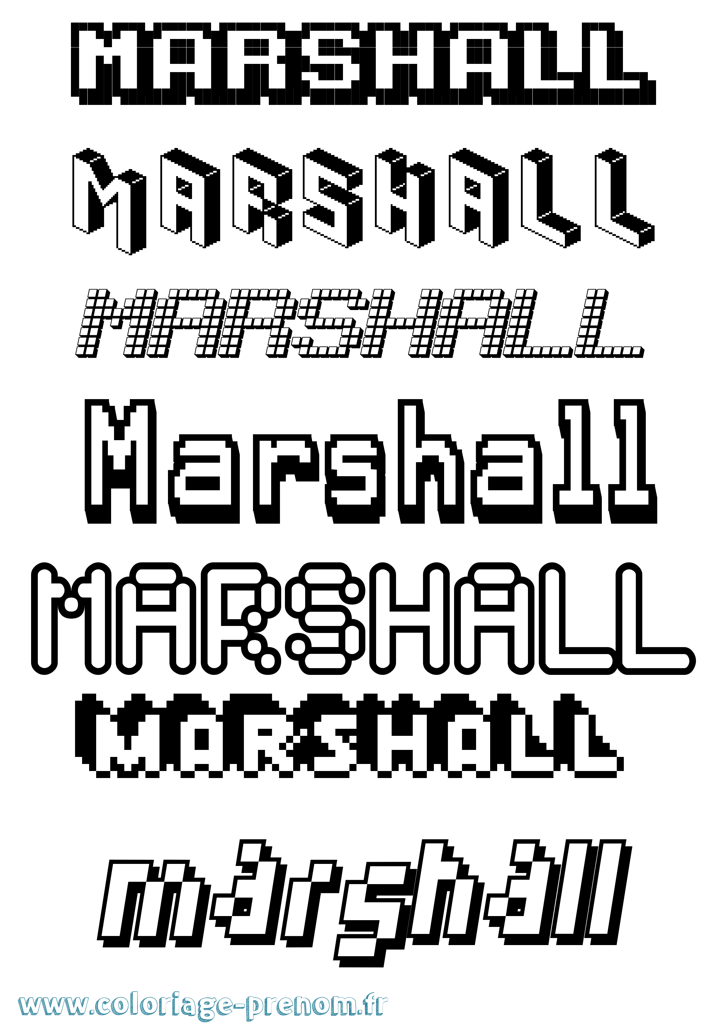 Coloriage prénom Marshall Pixel
