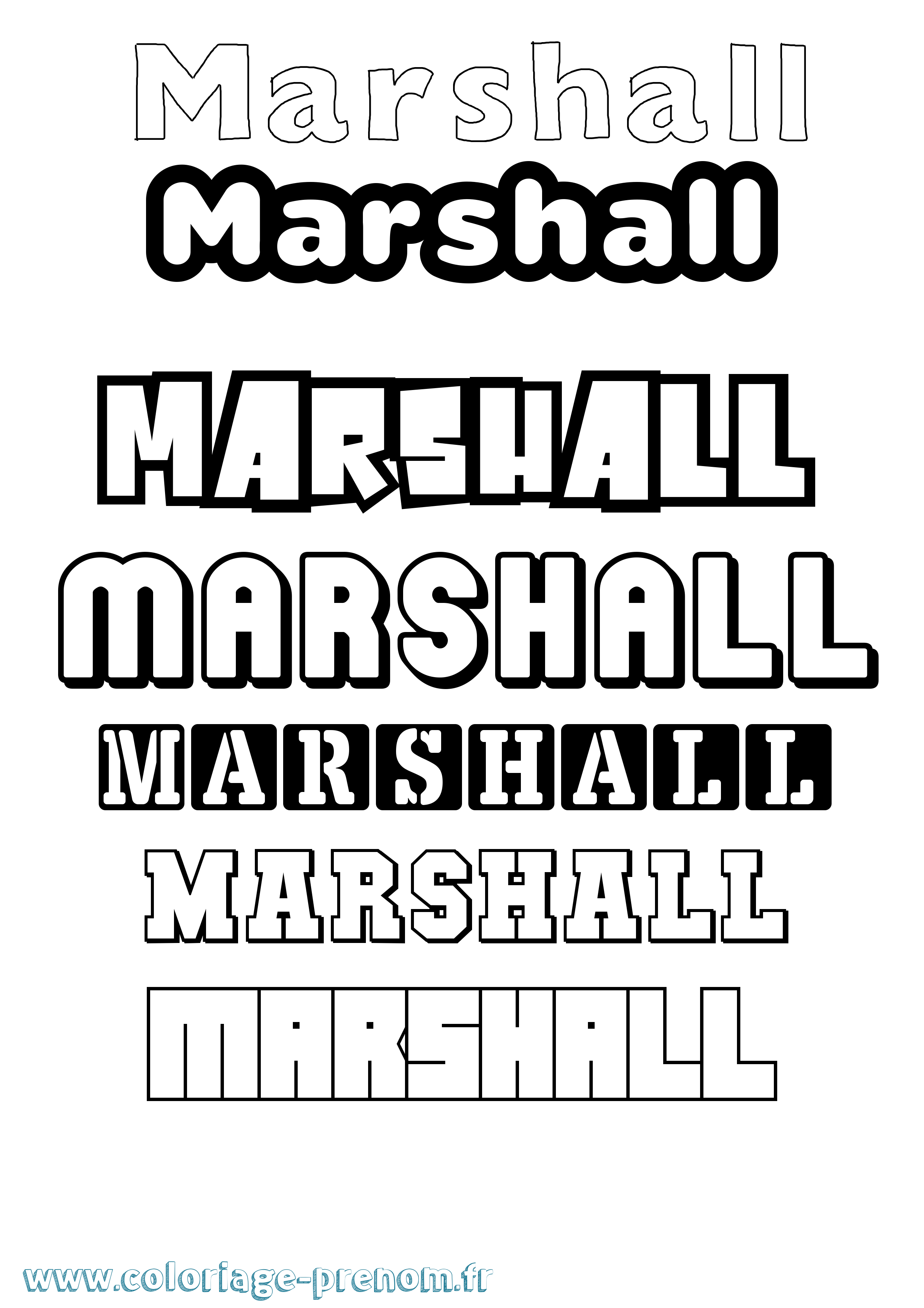 Coloriage prénom Marshall Simple