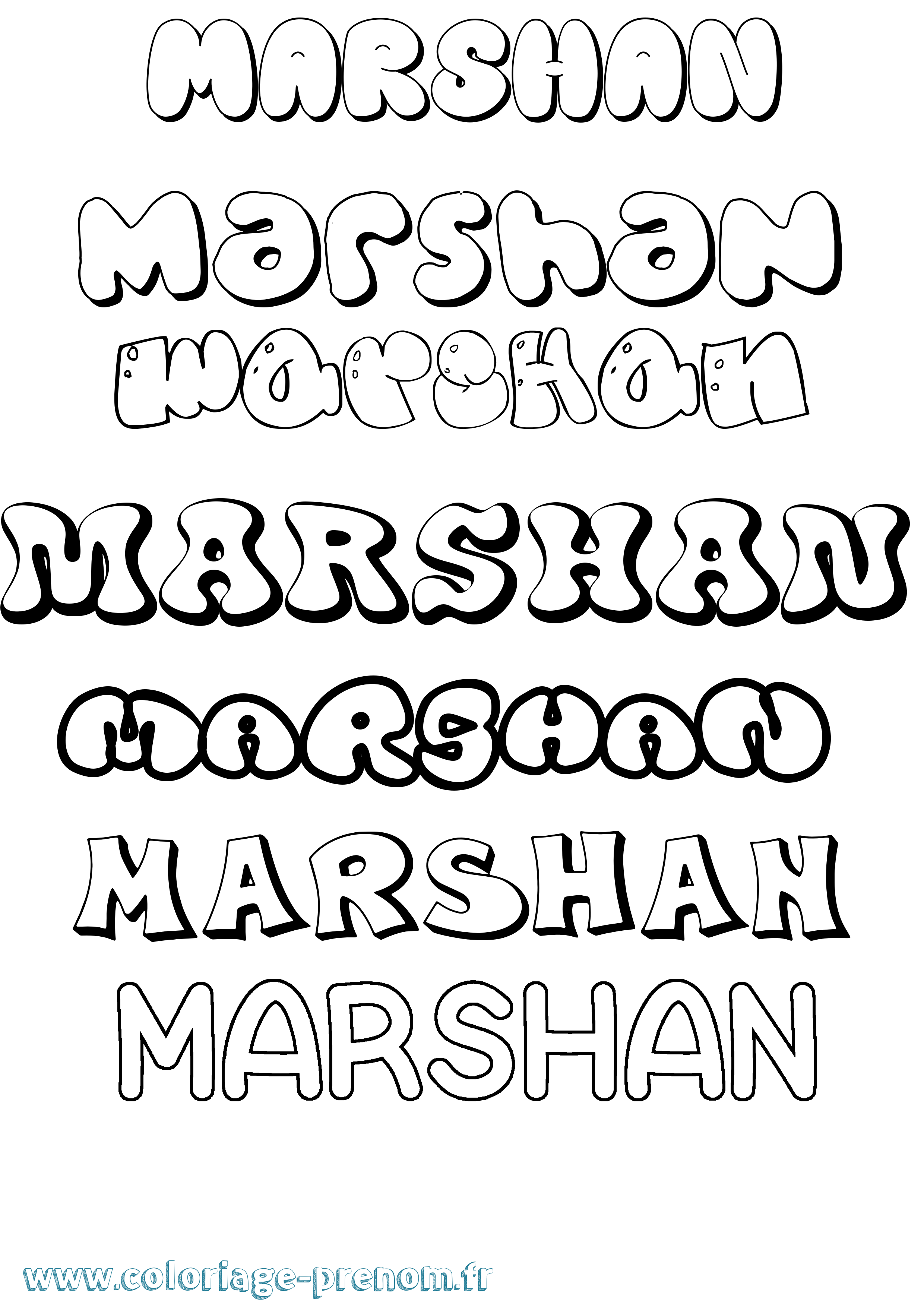 Coloriage prénom Marshan Bubble