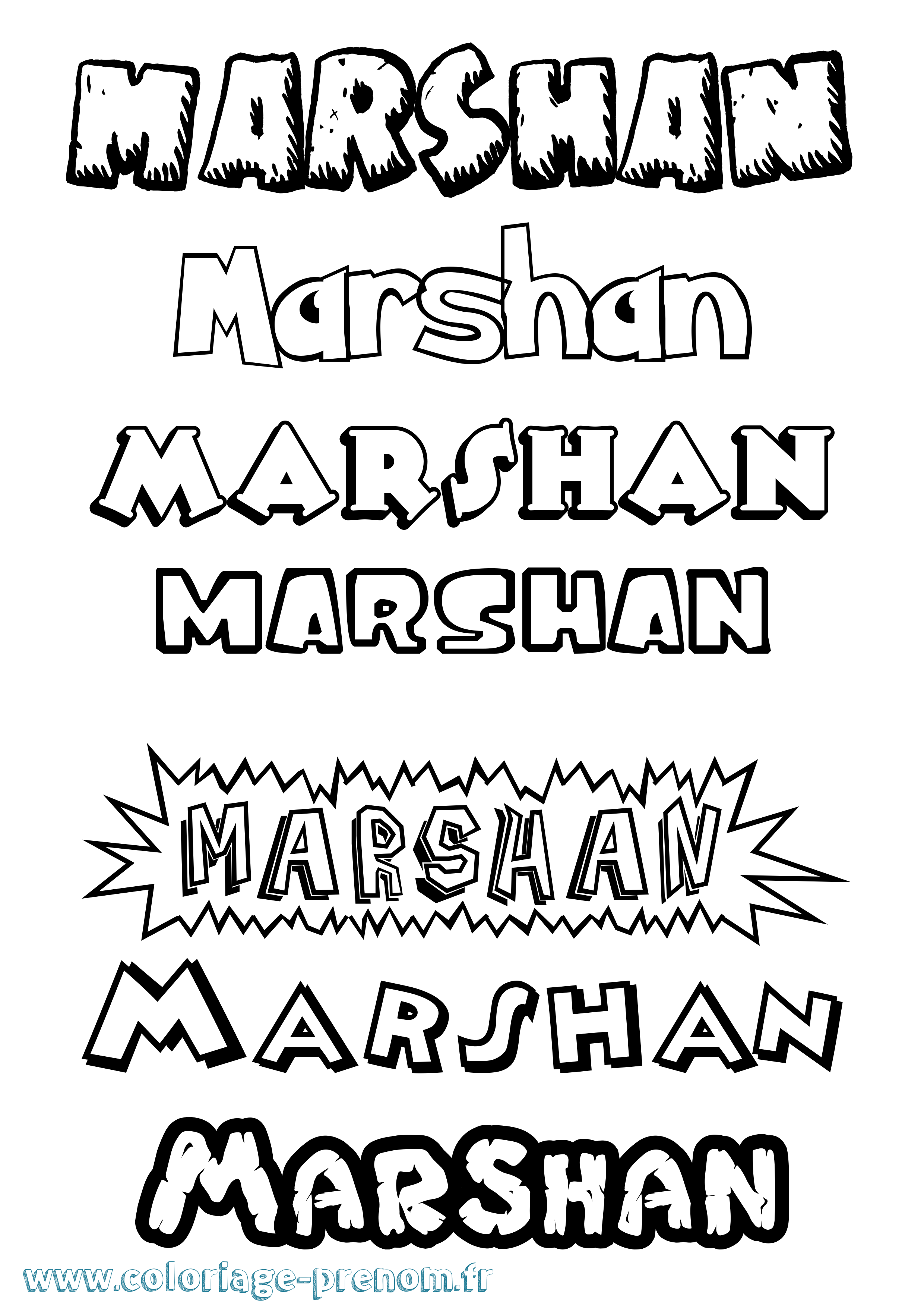 Coloriage prénom Marshan Dessin Animé
