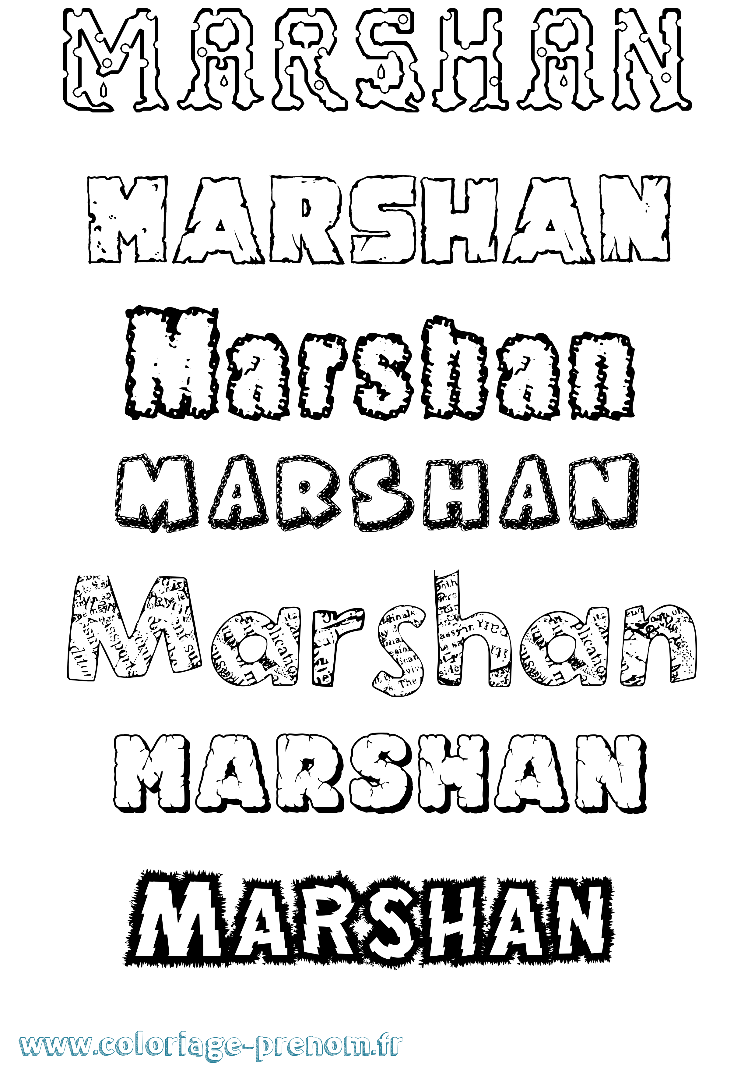 Coloriage prénom Marshan Destructuré