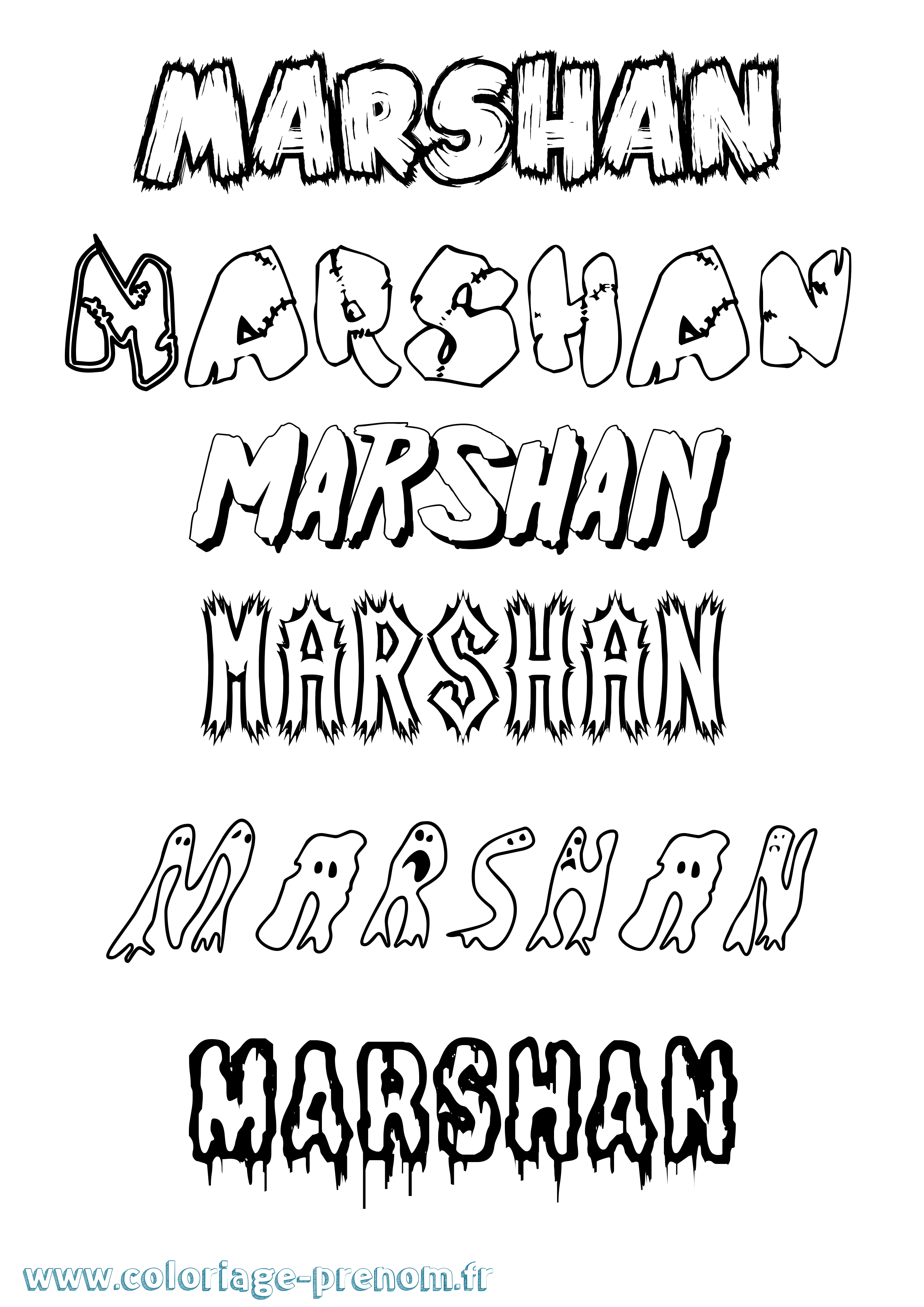 Coloriage prénom Marshan Frisson