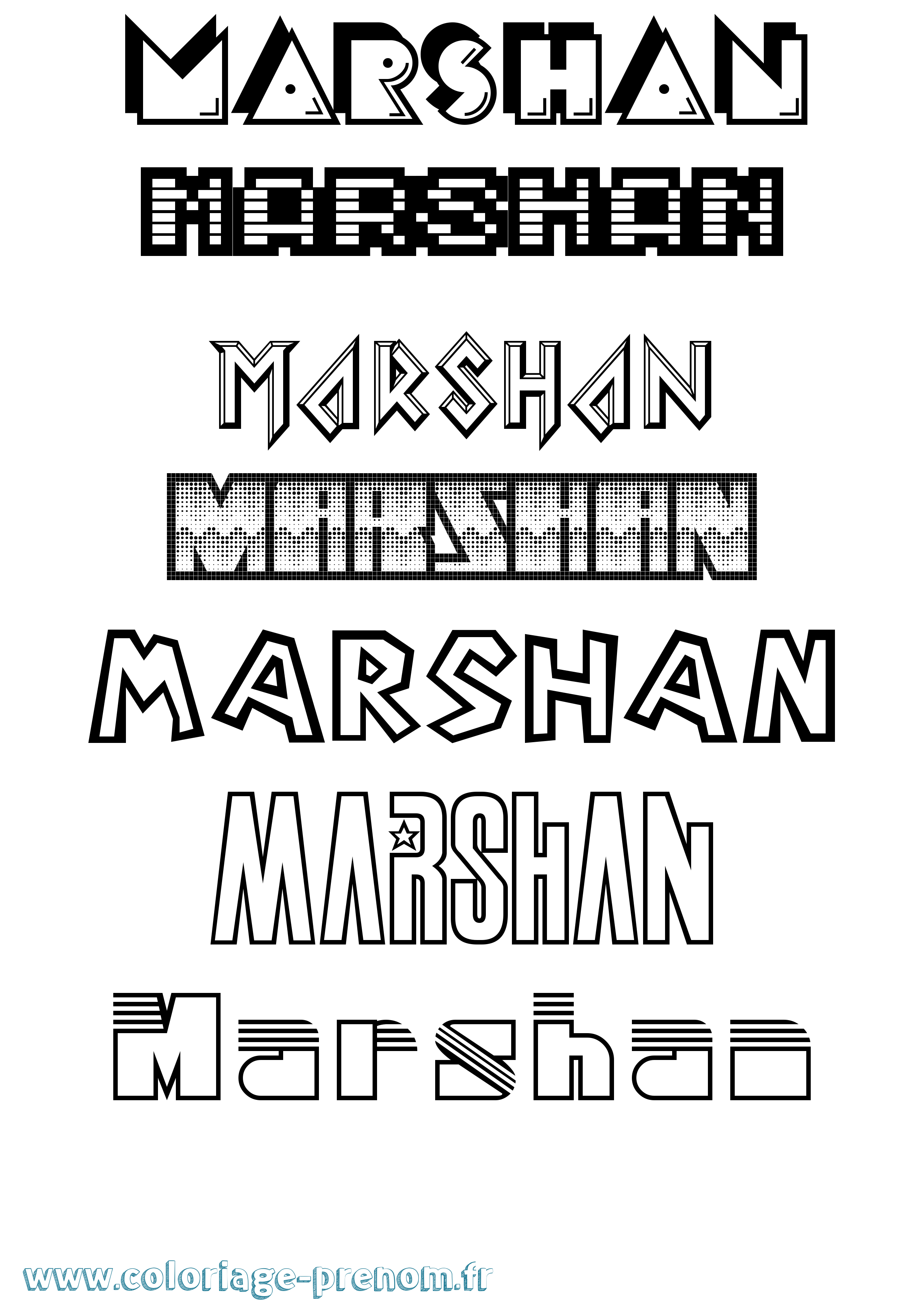 Coloriage prénom Marshan Jeux Vidéos