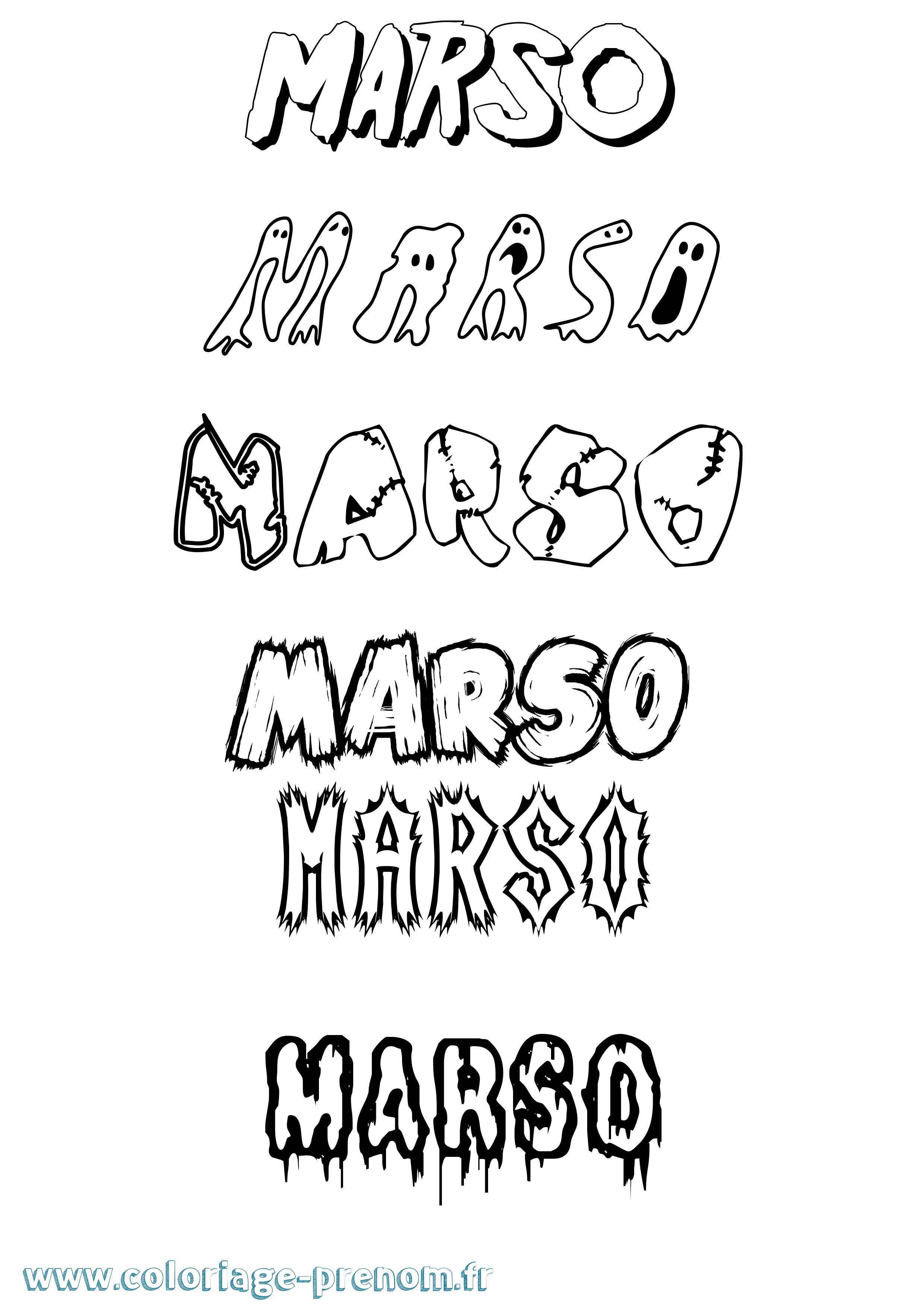 Coloriage prénom Marso Frisson