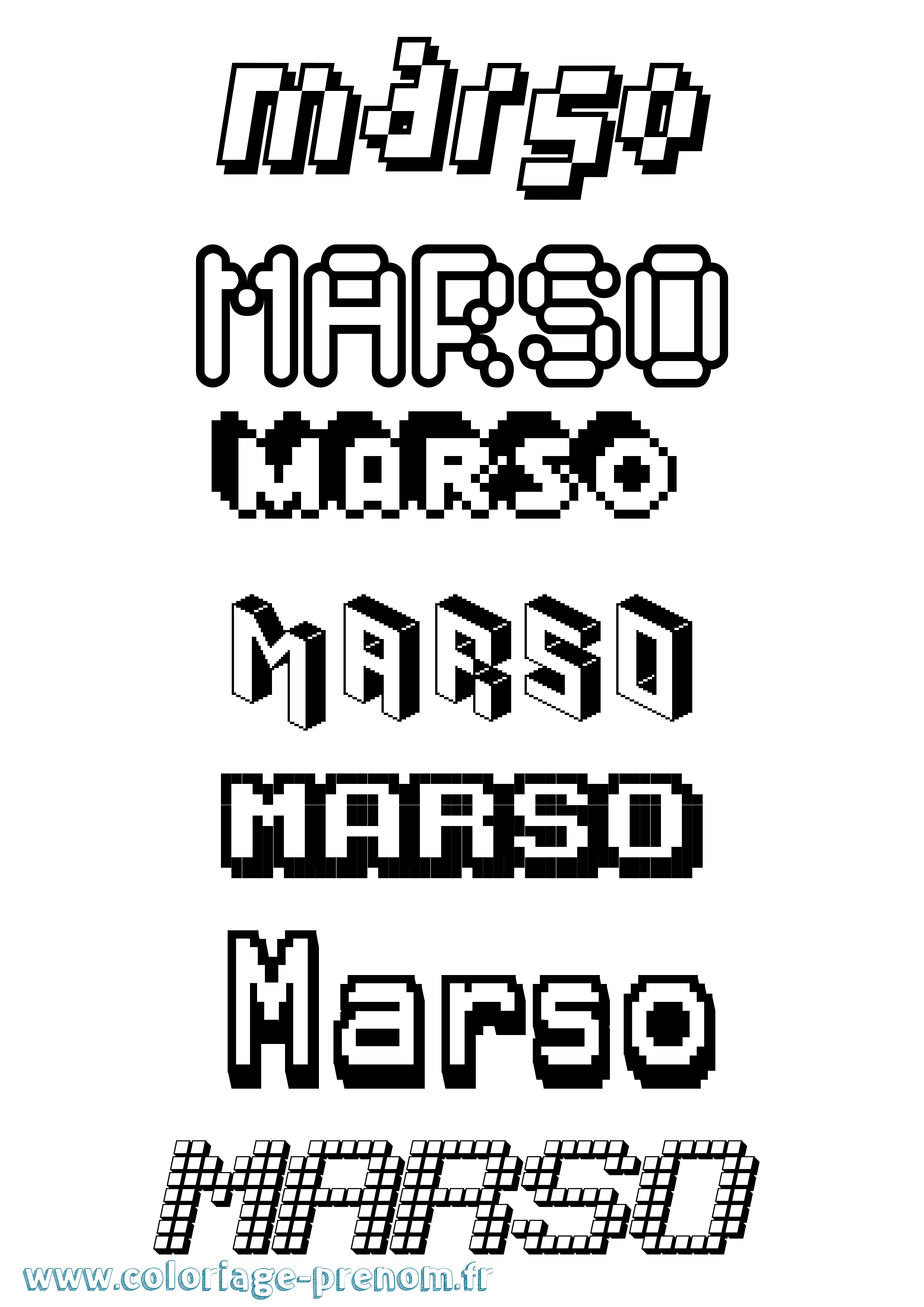 Coloriage prénom Marso Pixel