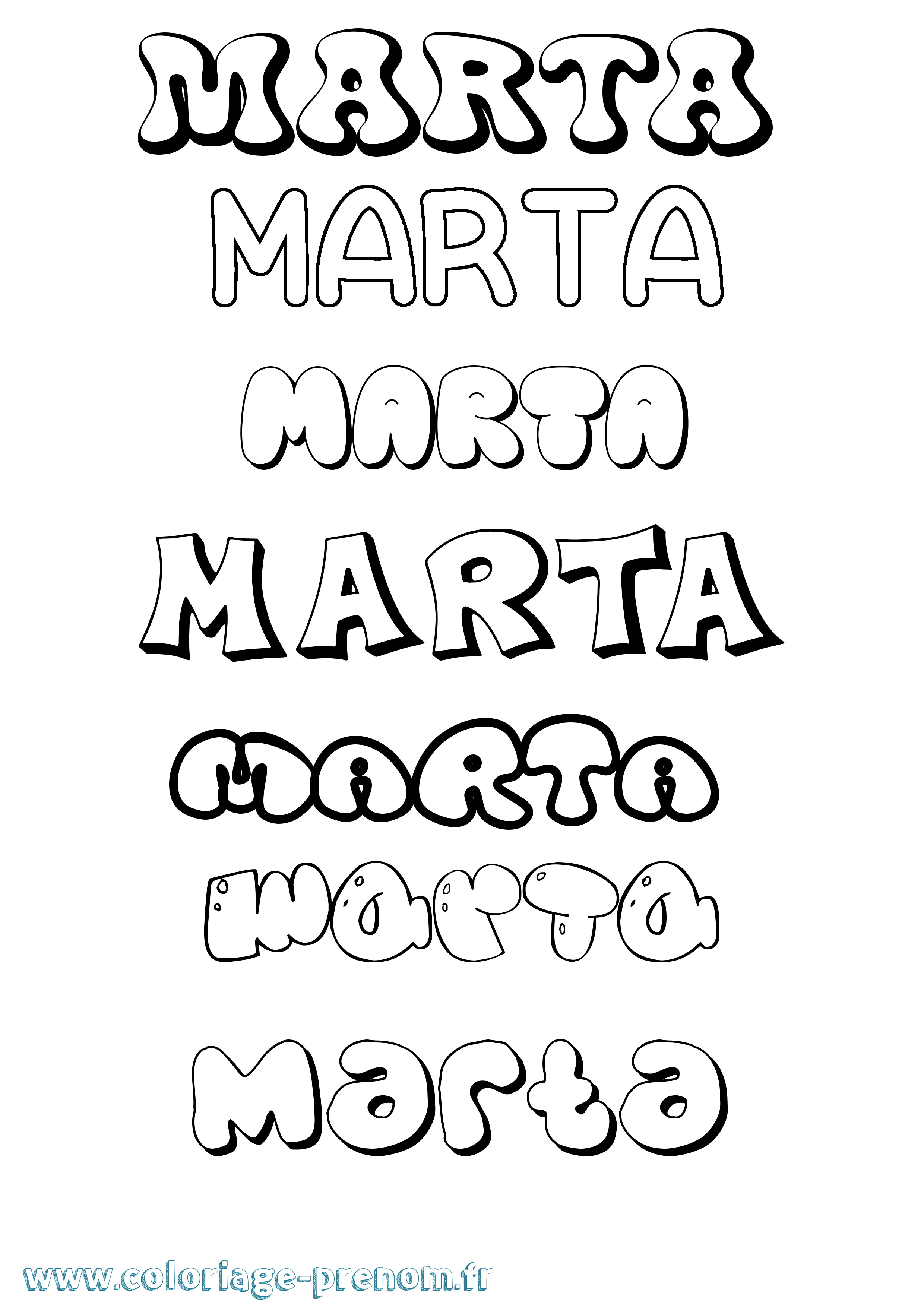 Coloriage prénom Marta Bubble