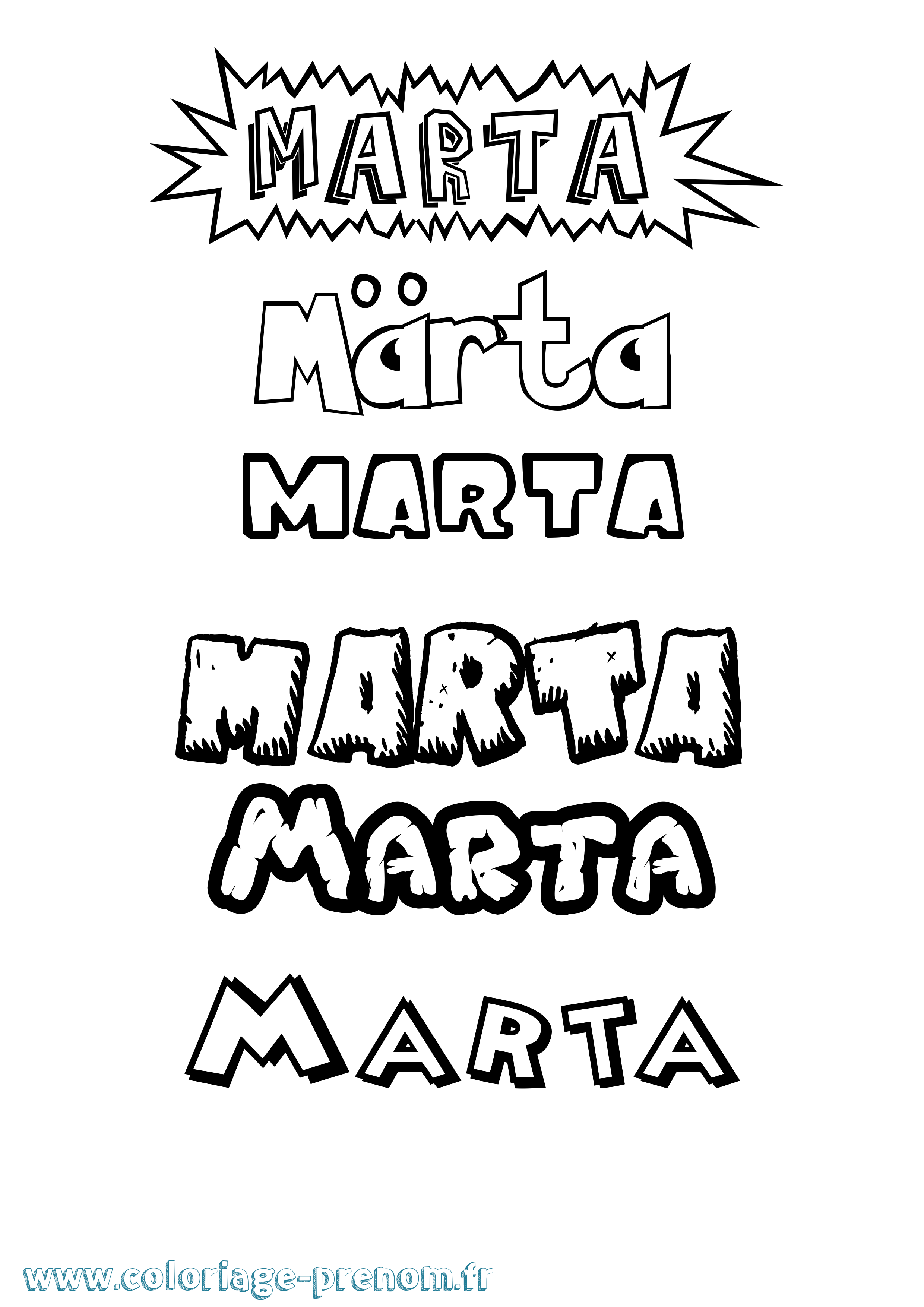 Coloriage prénom Märta Dessin Animé