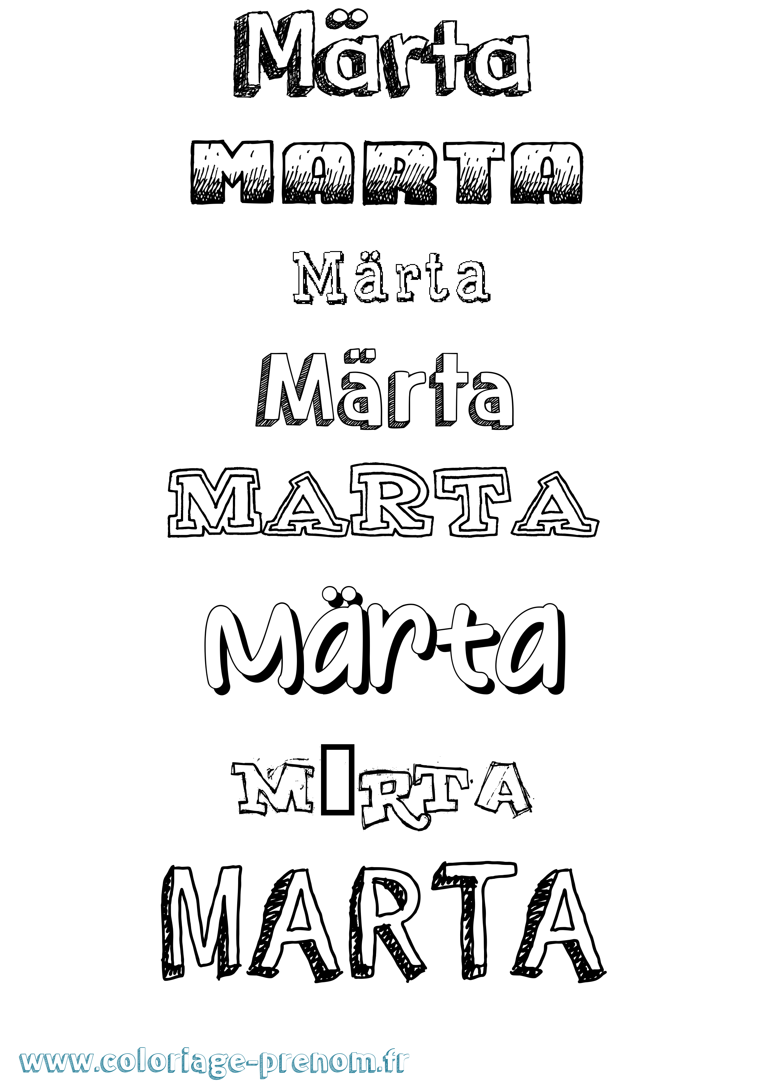 Coloriage Märta Dessiné Coloriage prénom Märta Dessiné
