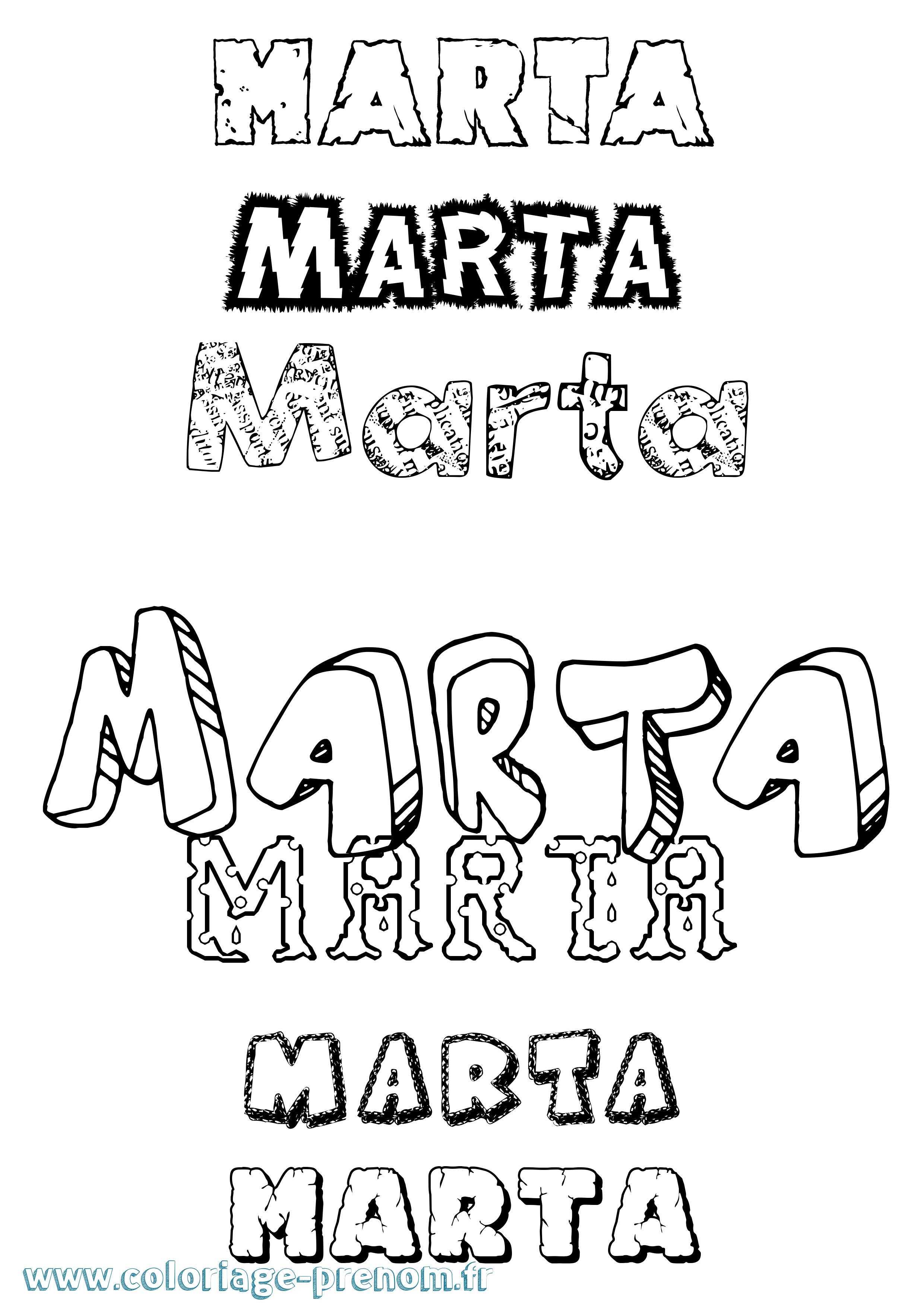 Coloriage prénom Märta Destructuré