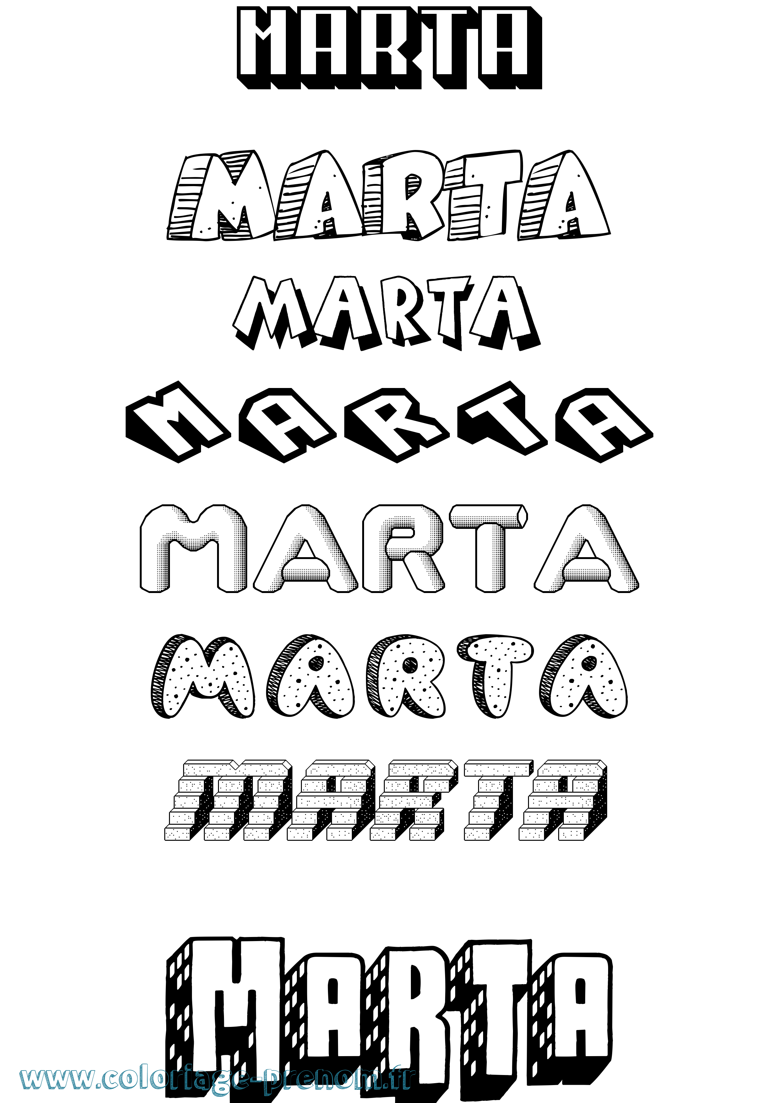 Coloriage prénom Marta Effet 3D