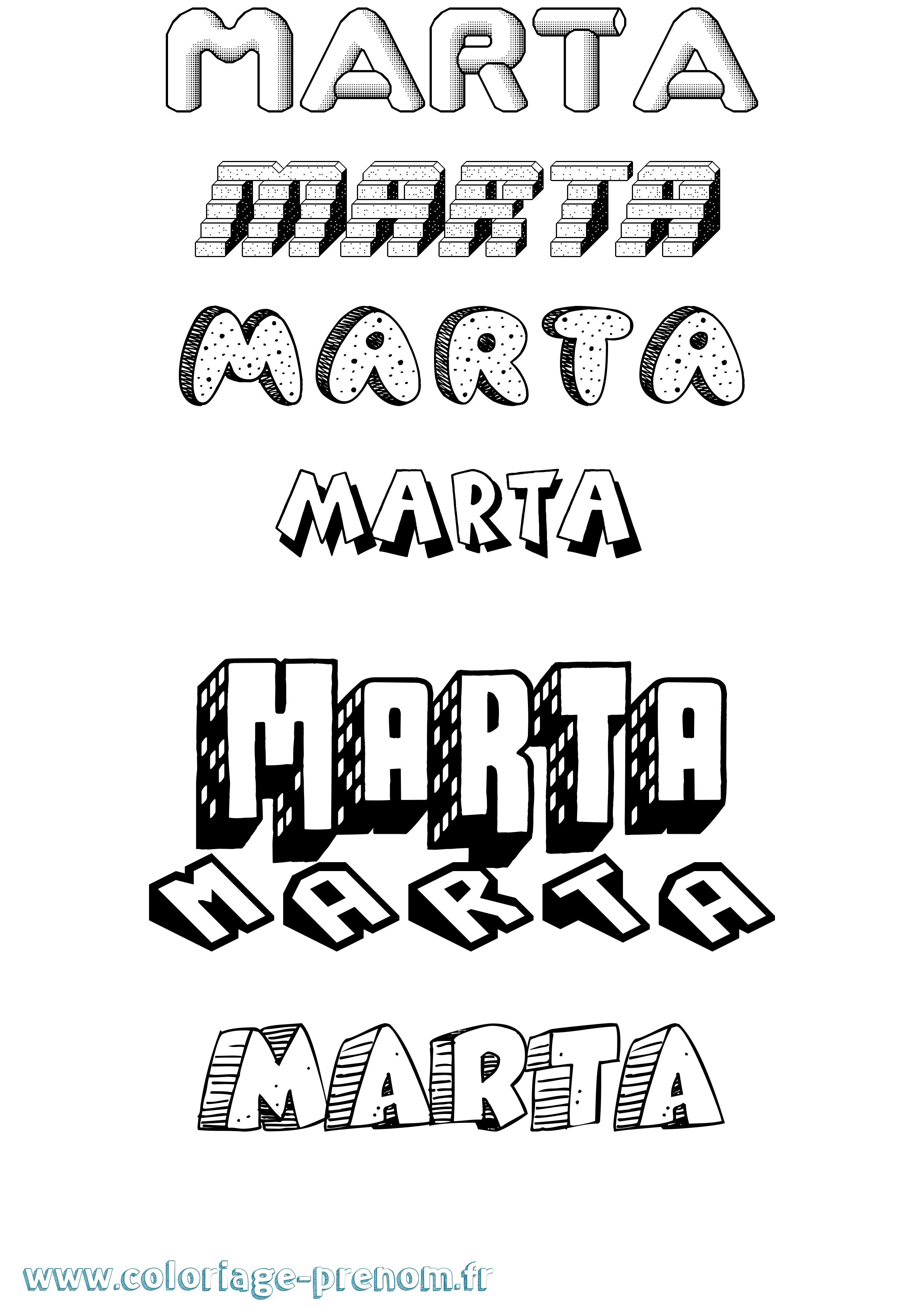 Coloriage prénom Märta Effet 3D