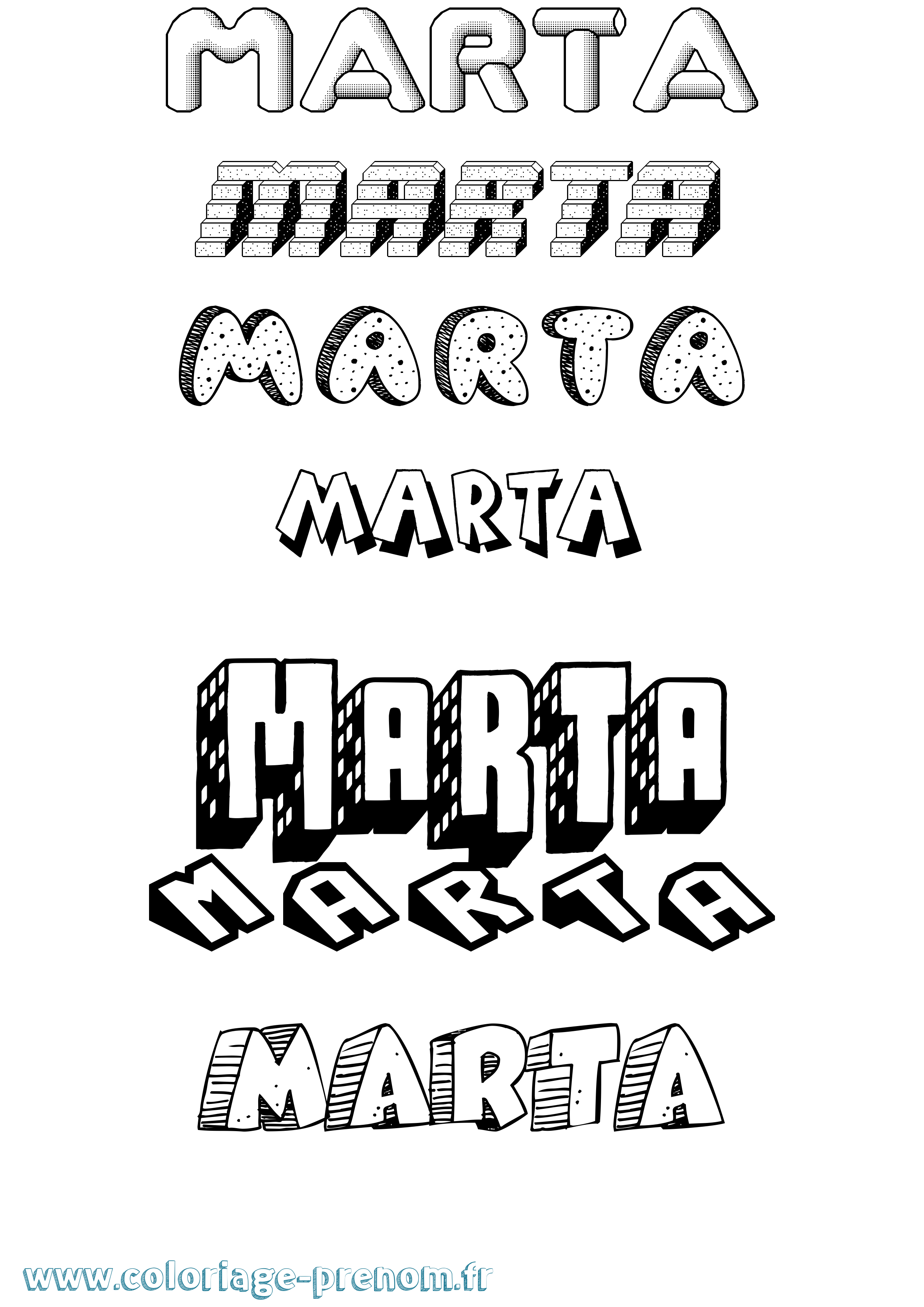 Coloriage Märta Effet 3D Coloriage prénom Märta Effet 3D