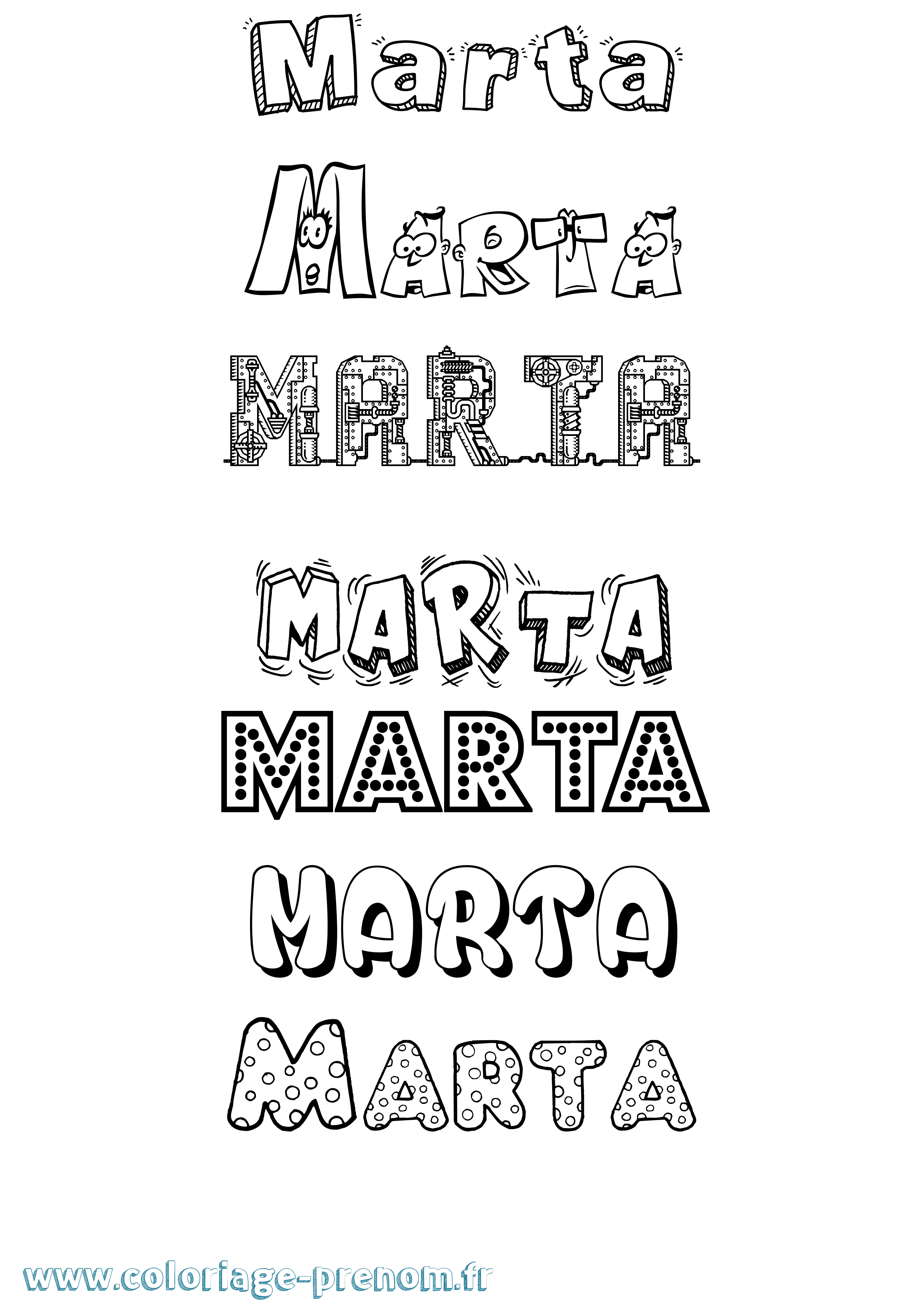 Coloriage prénom Marta Fun