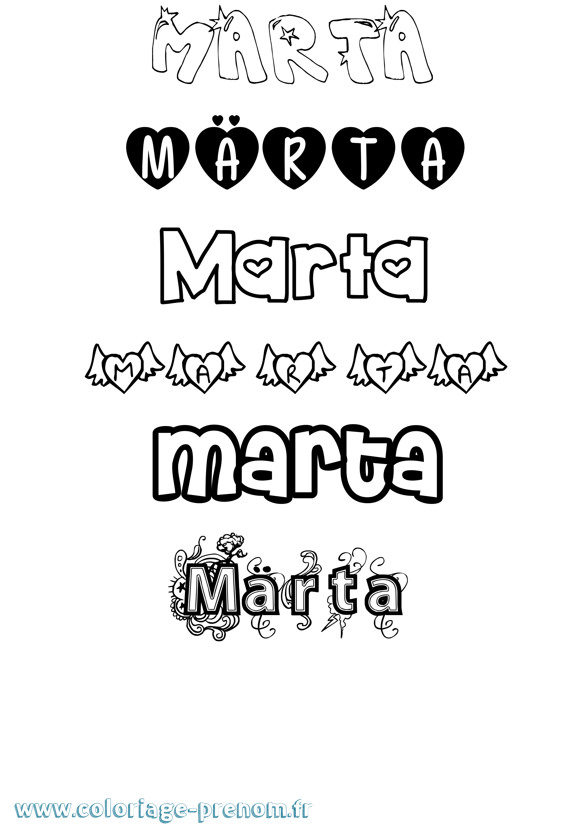 Coloriage Märta Girly Coloriage prénom Märta Girly
