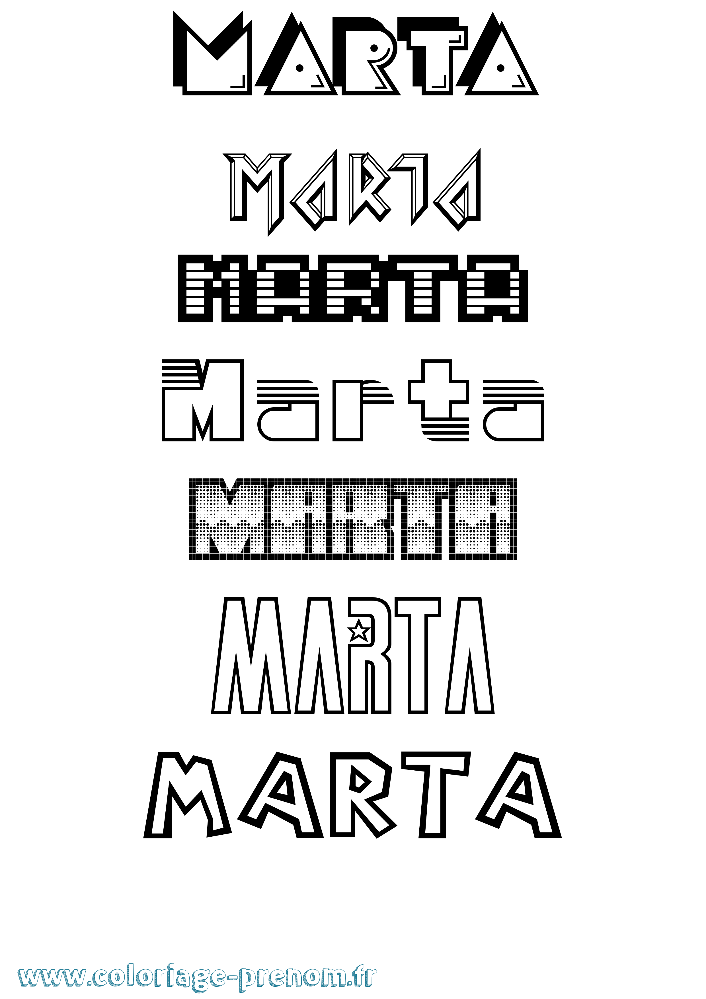 Coloriage prénom Marta Jeux Vidéos