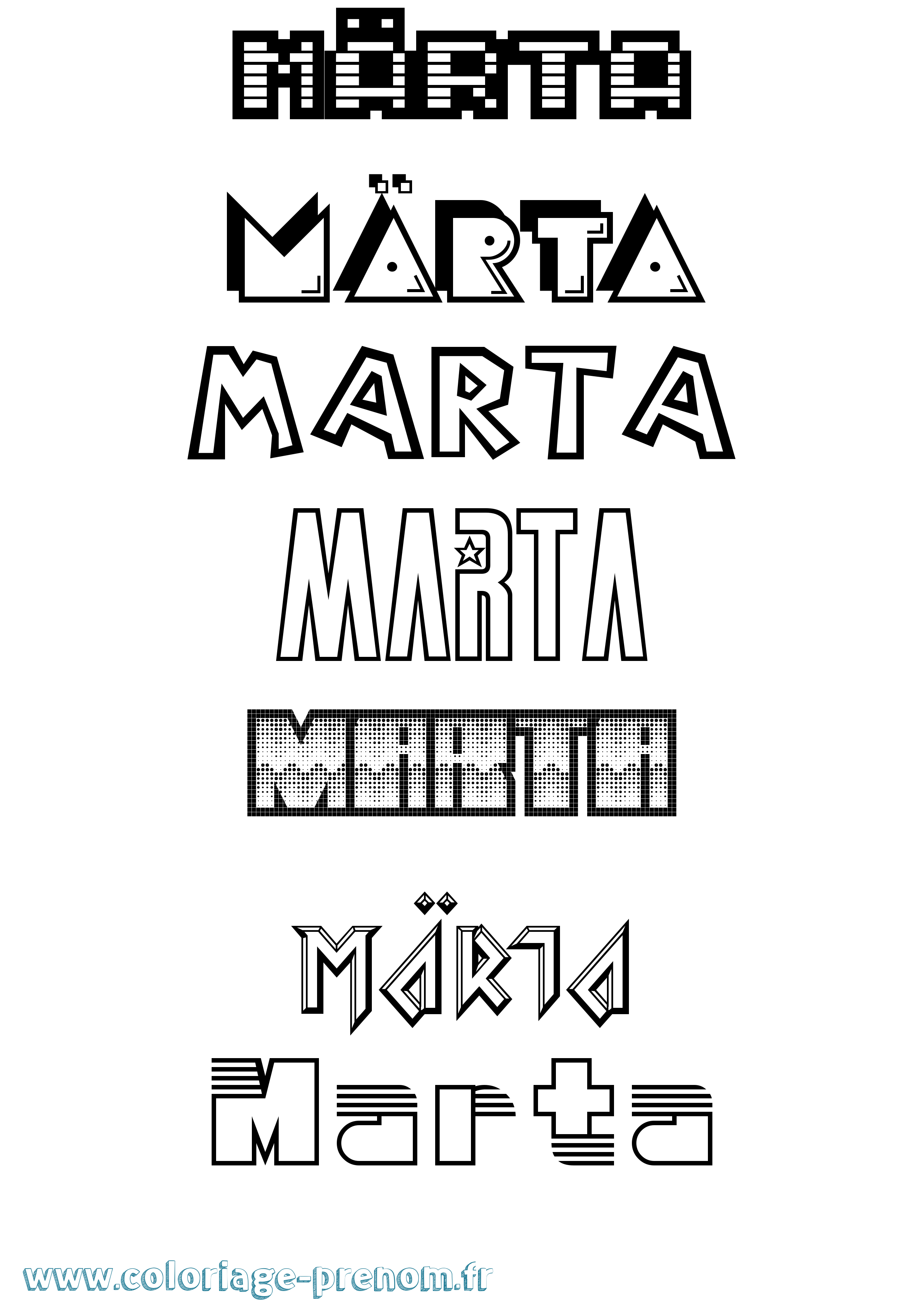 Coloriage prénom Märta Jeux Vidéos