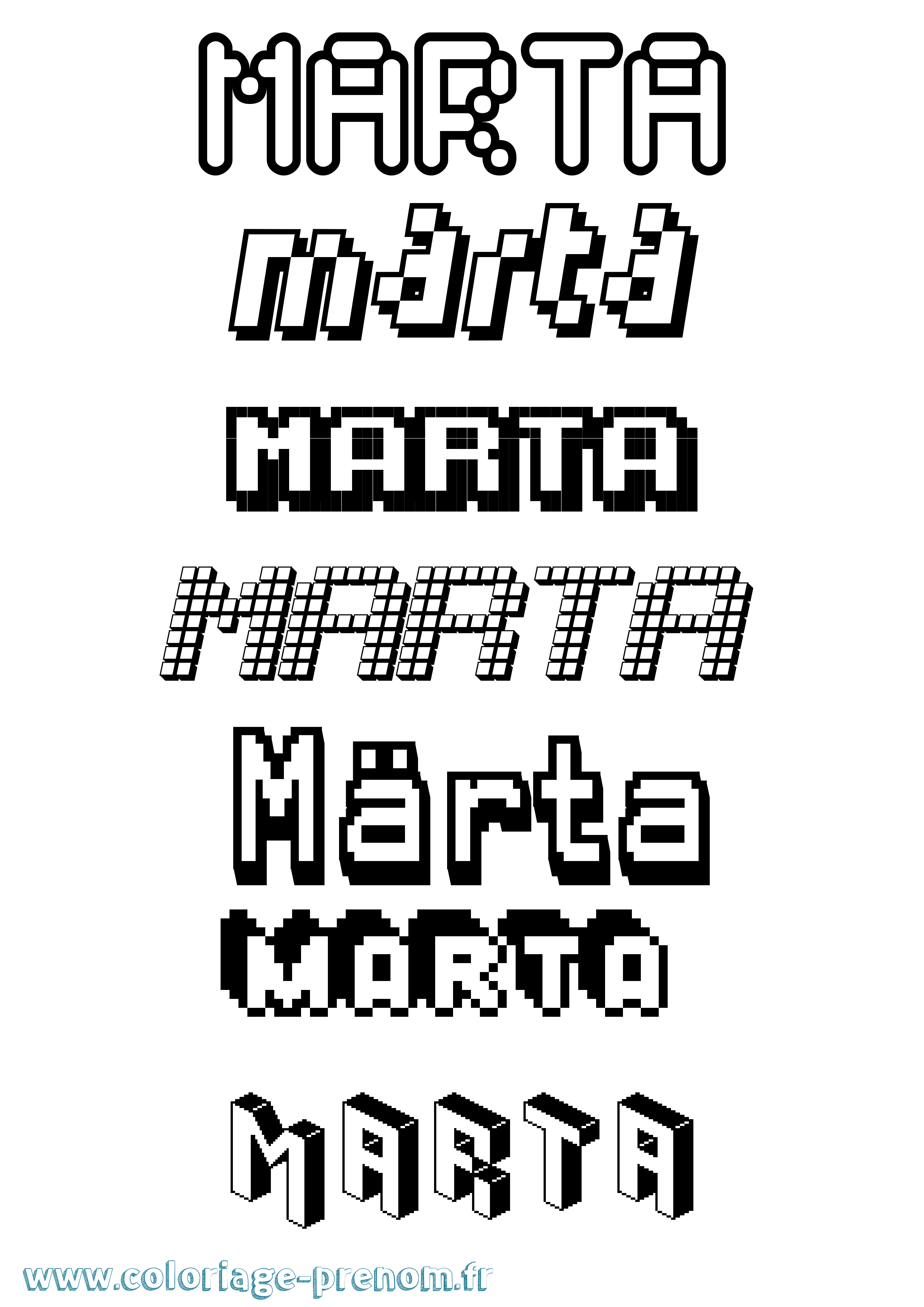 Coloriage prénom Märta Pixel