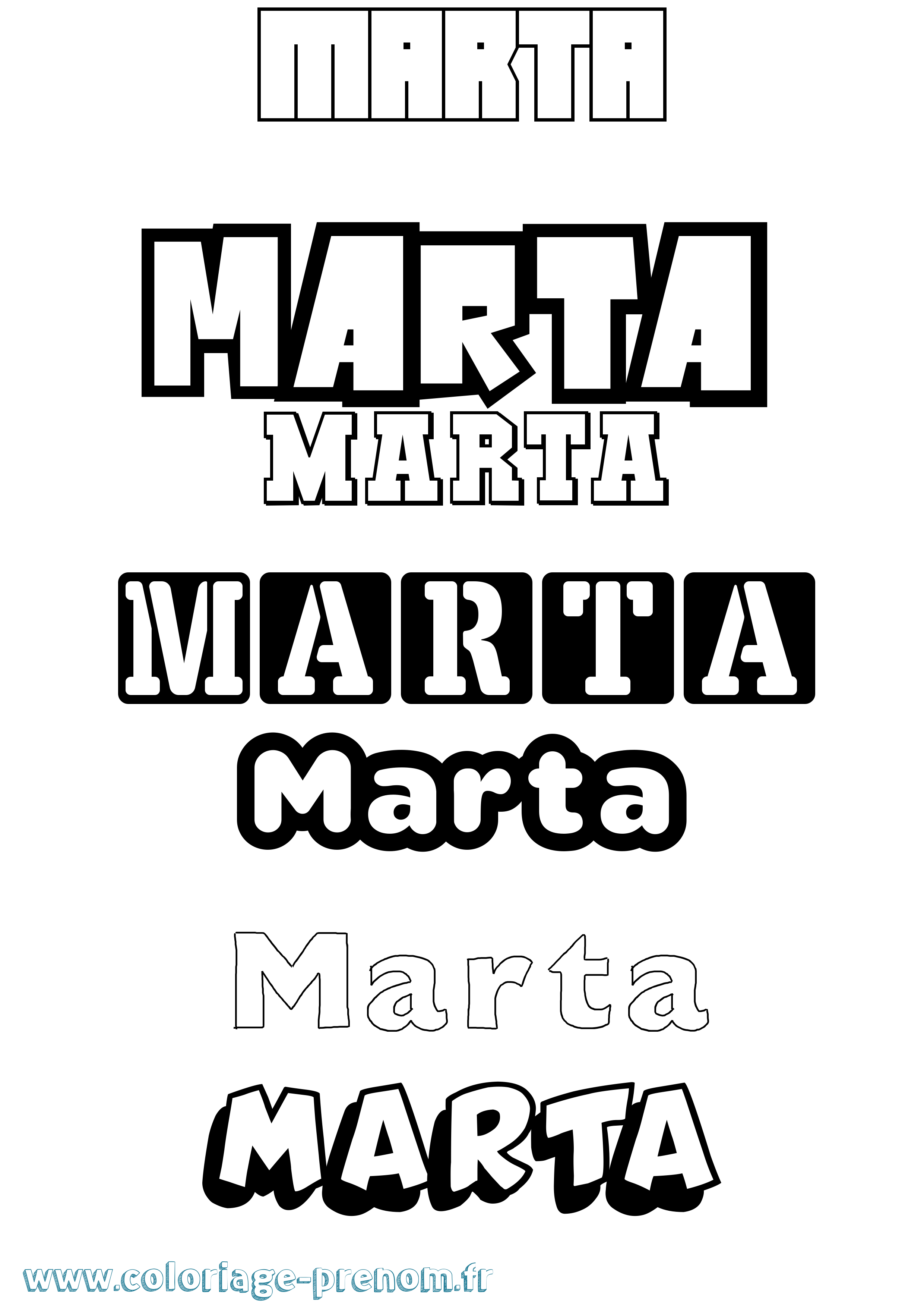Coloriage prénom Marta Simple