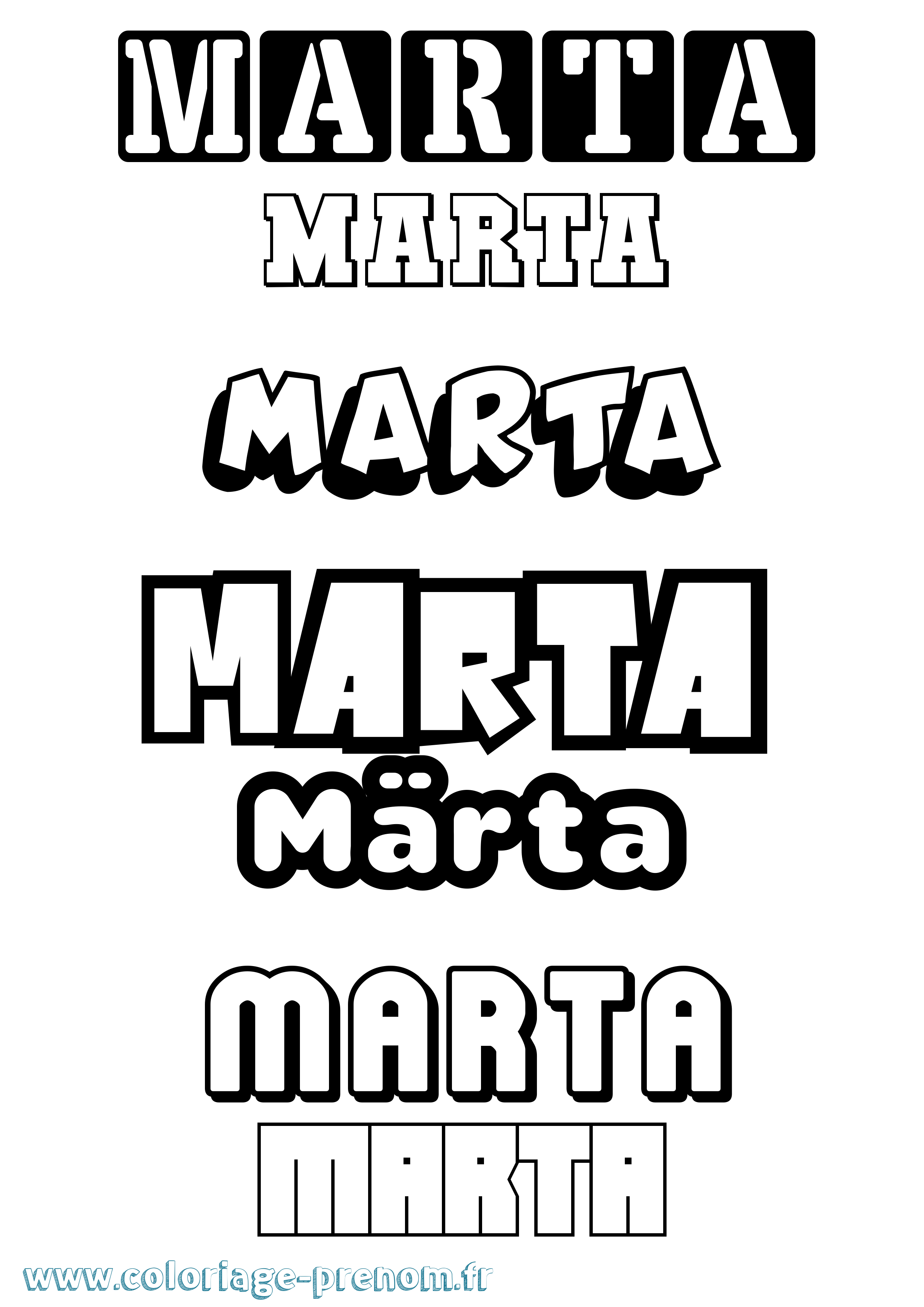 Coloriage prénom Märta Simple