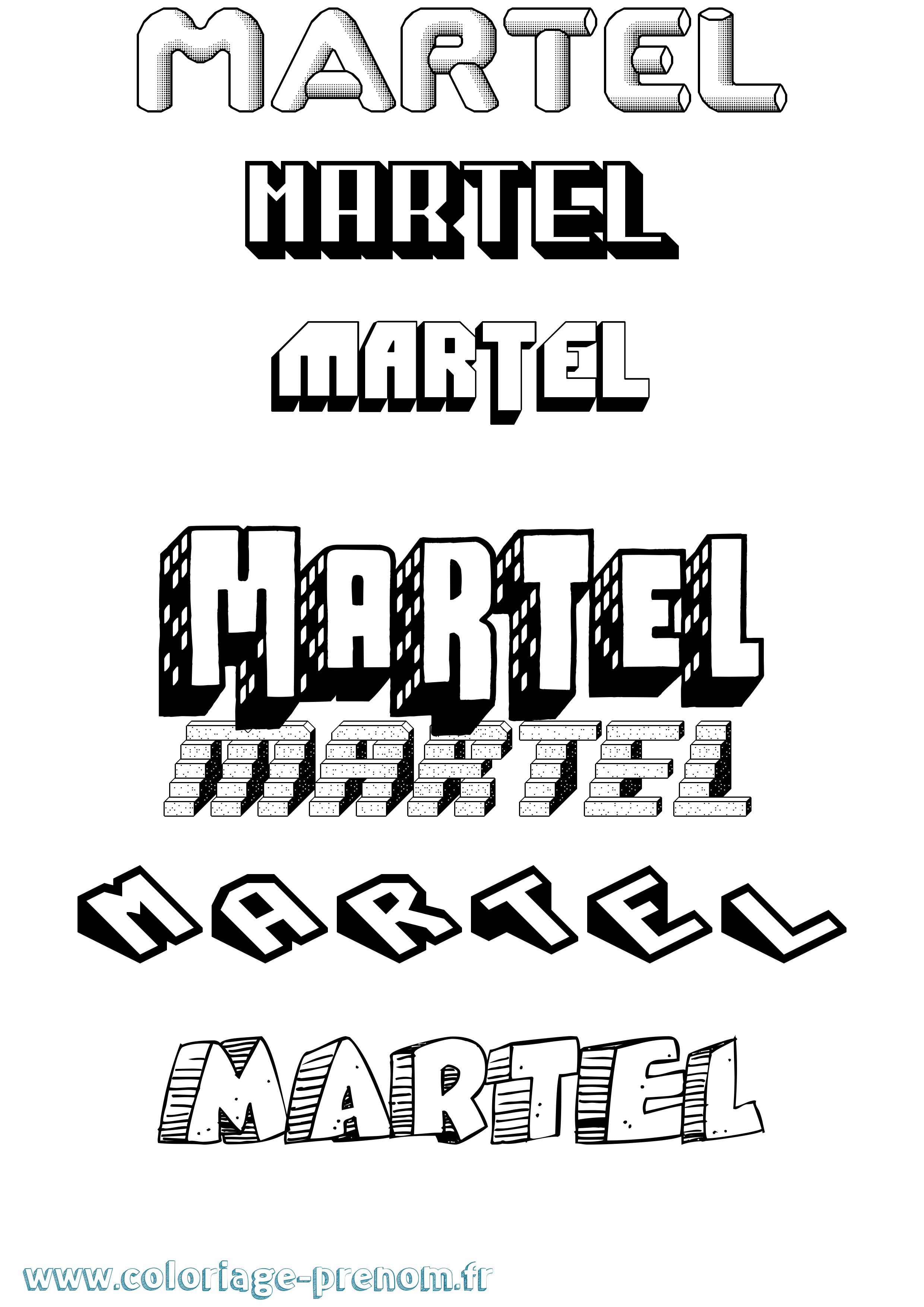 Coloriage prénom Martel Effet 3D