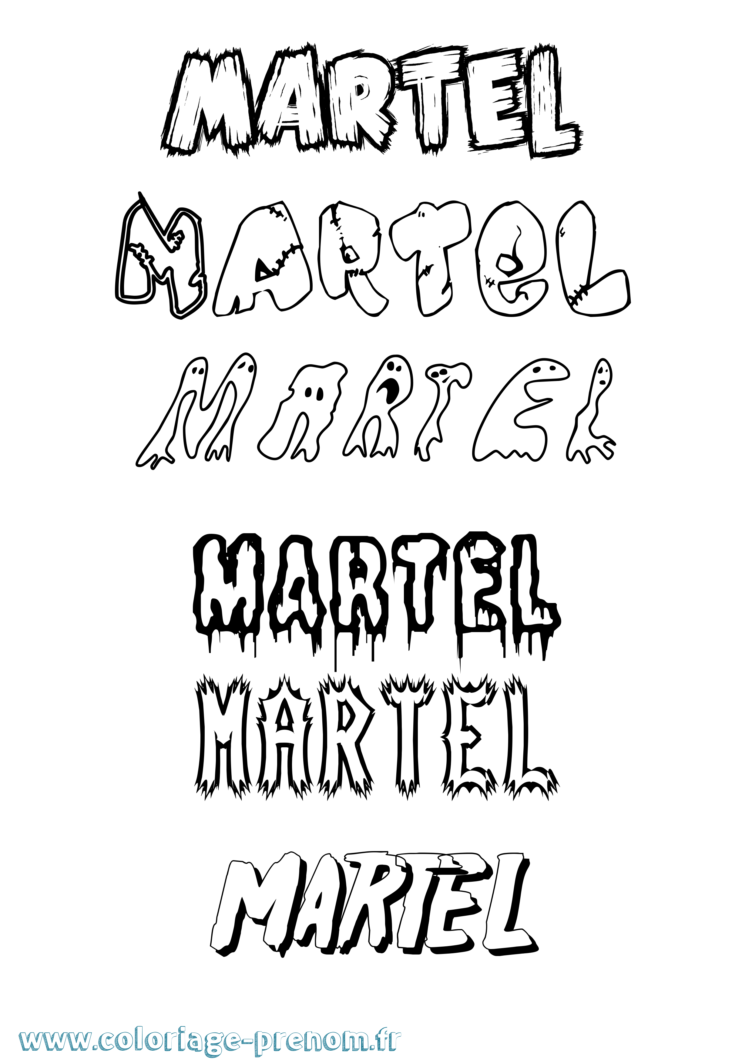 Coloriage prénom Martel Frisson