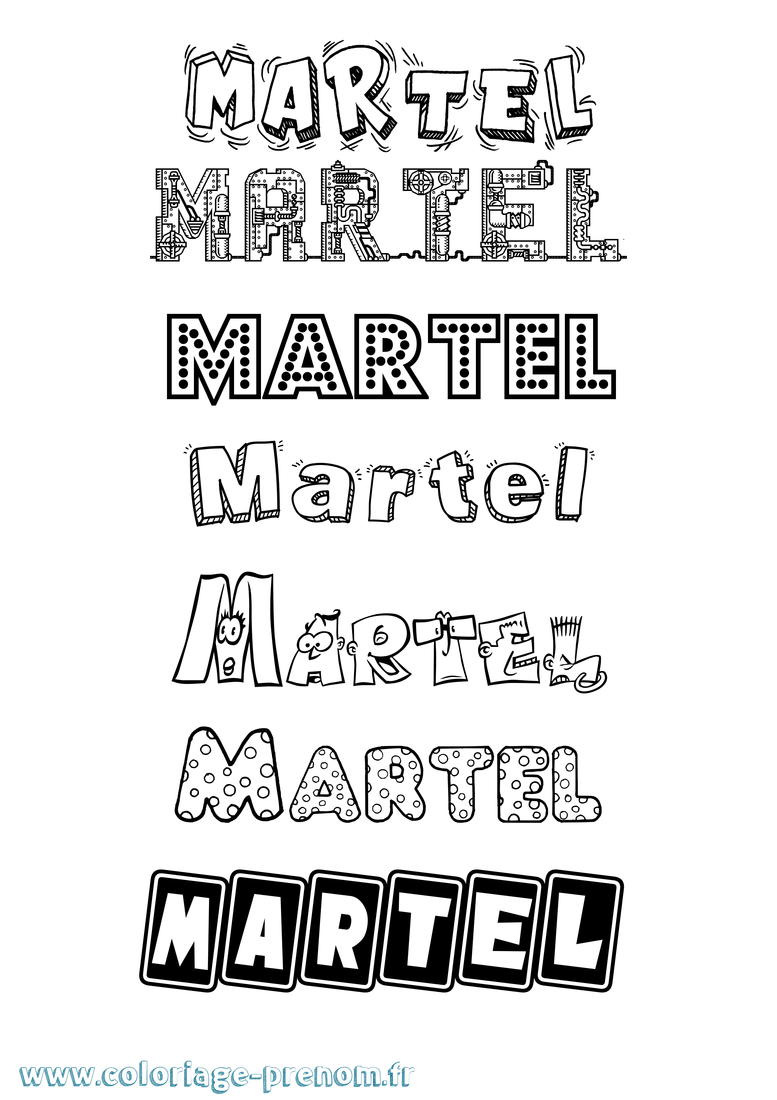 Coloriage prénom Martel Fun