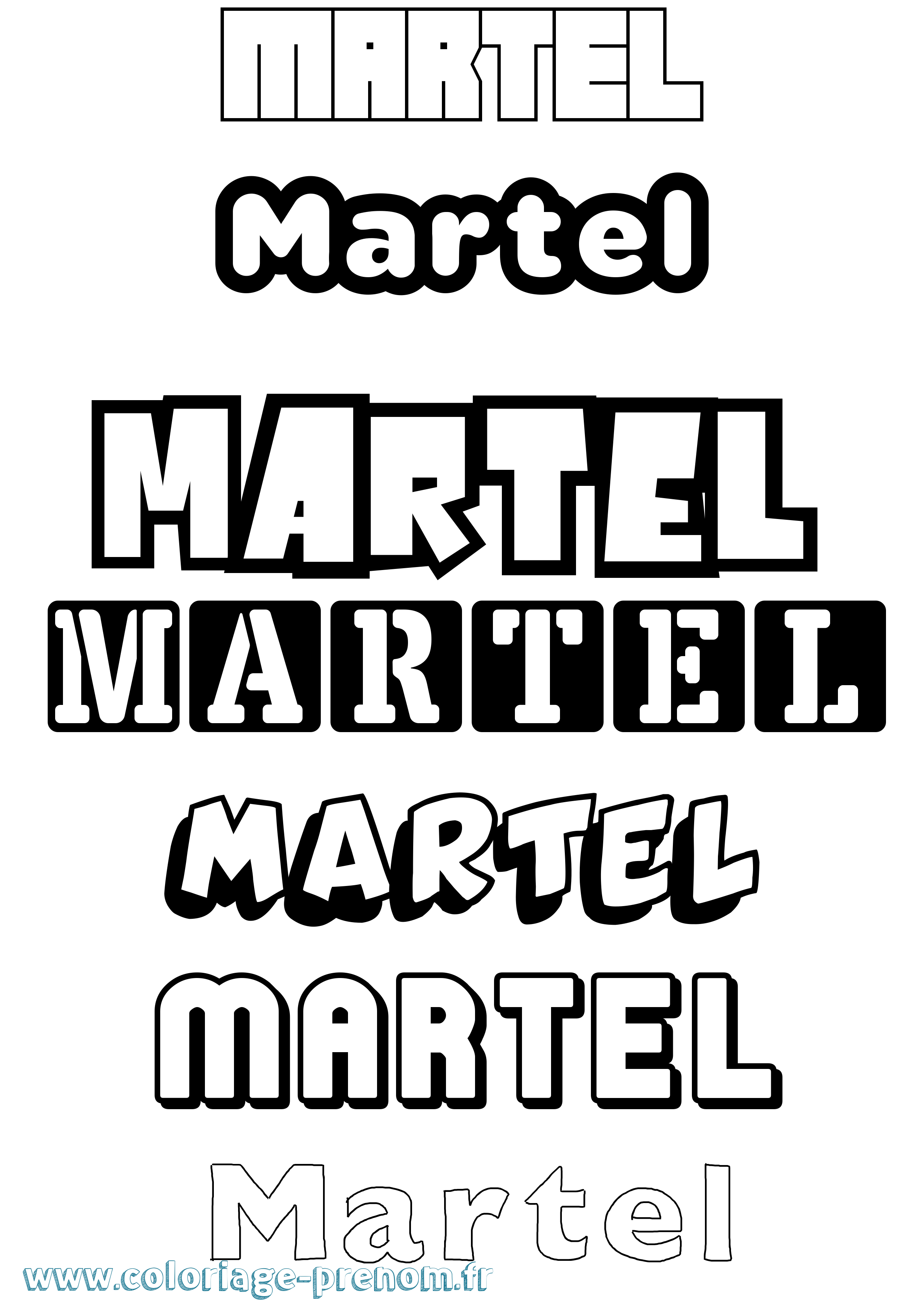 Coloriage prénom Martel Simple