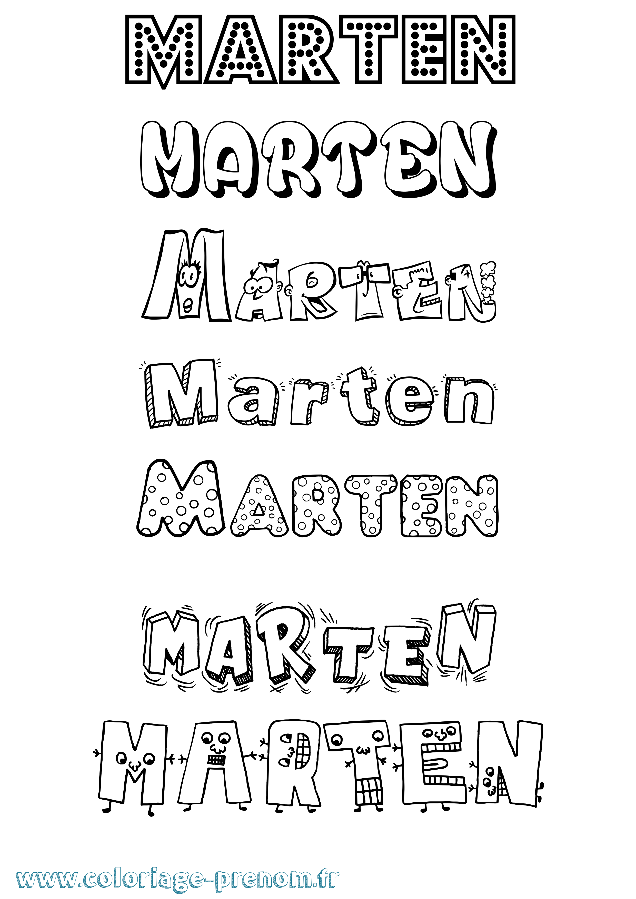 Coloriage prénom Marten Fun