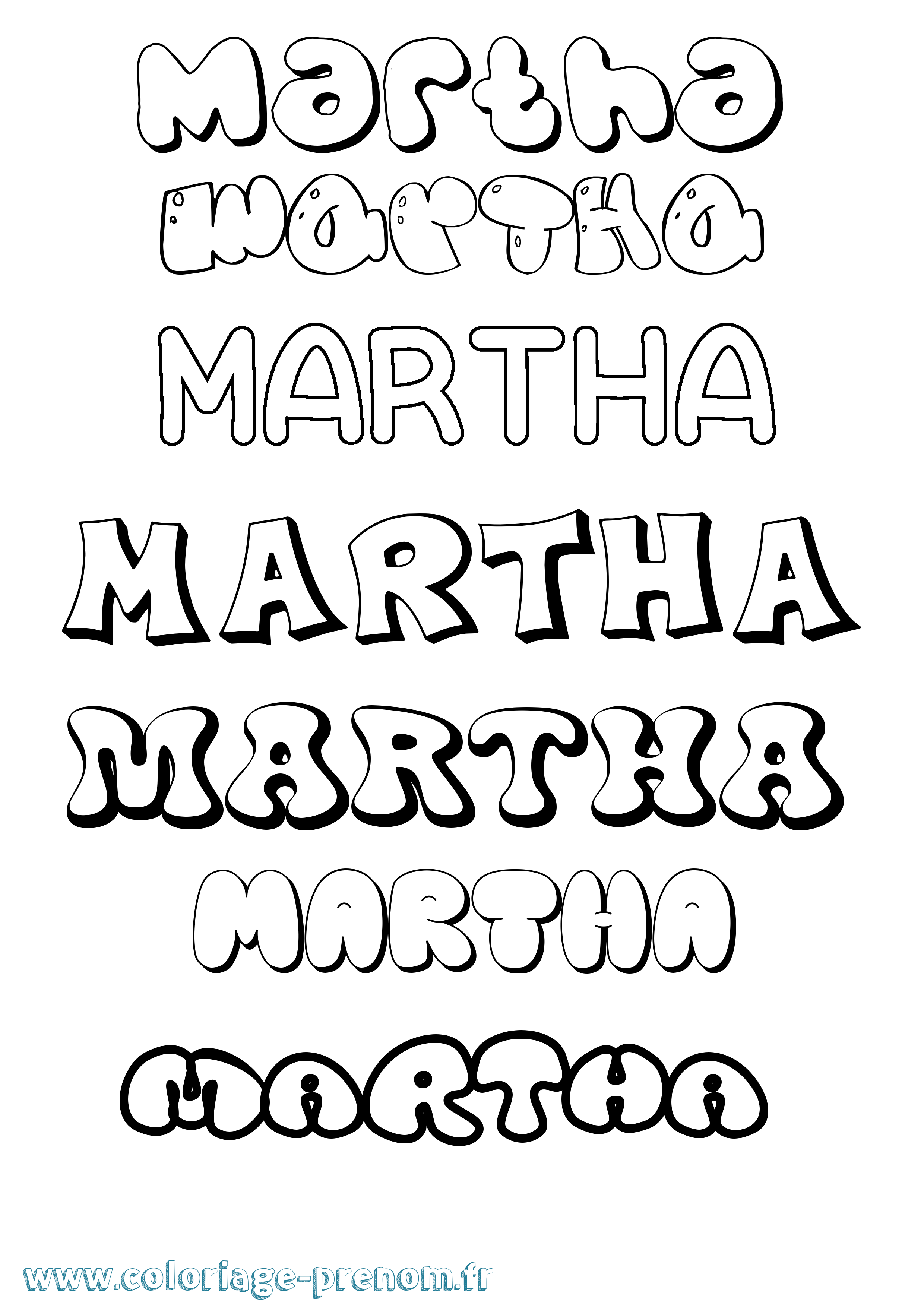 Coloriage prénom Martha Bubble
