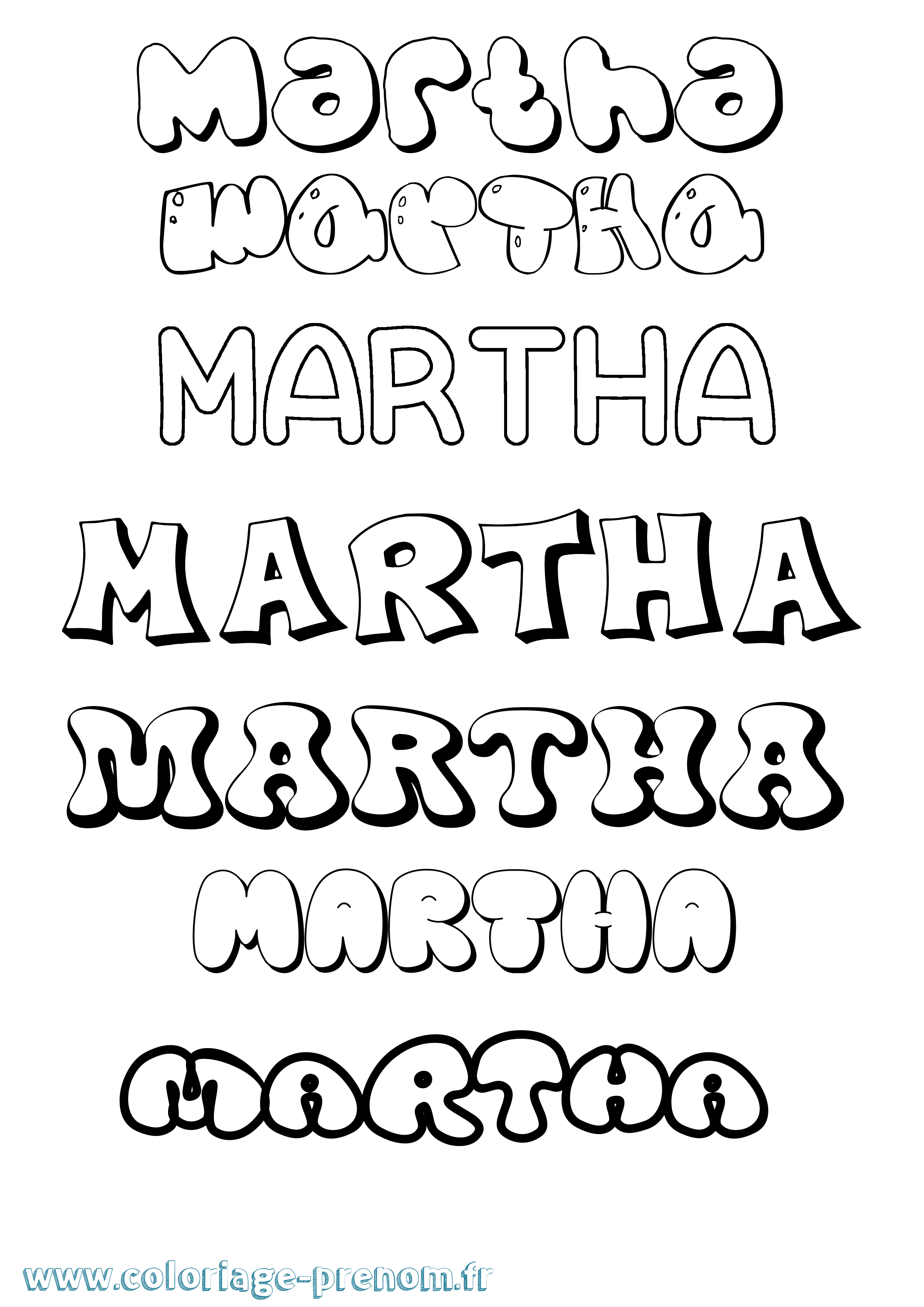 Coloriage Martha Bubble Coloriage prénom Martha Bubble