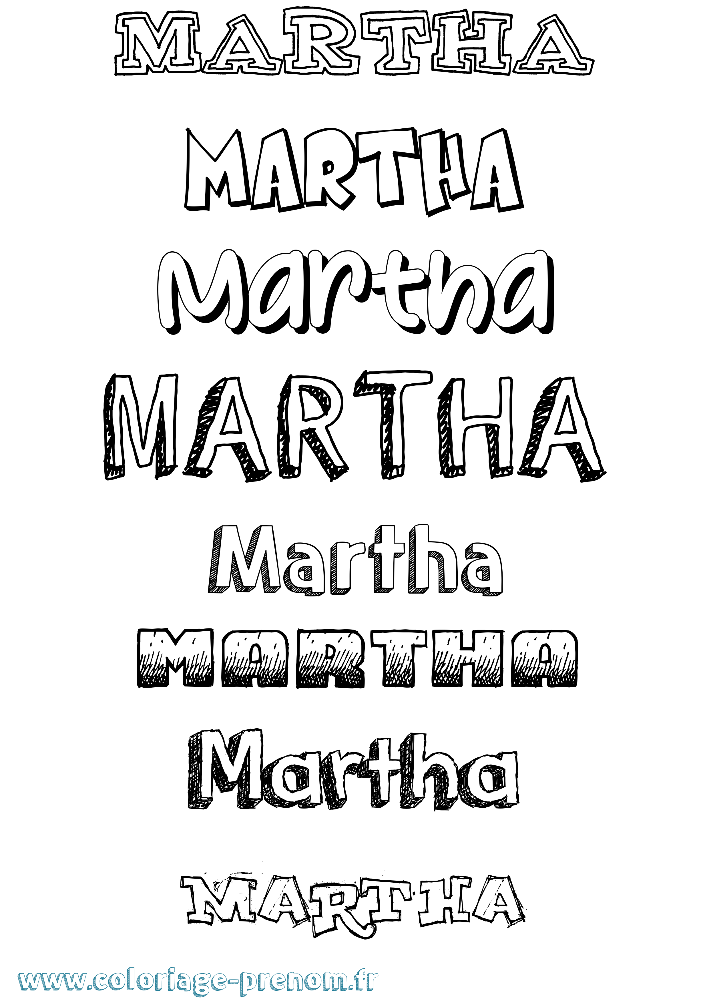 Coloriage Martha Dessiné Coloriage prénom Martha Dessiné