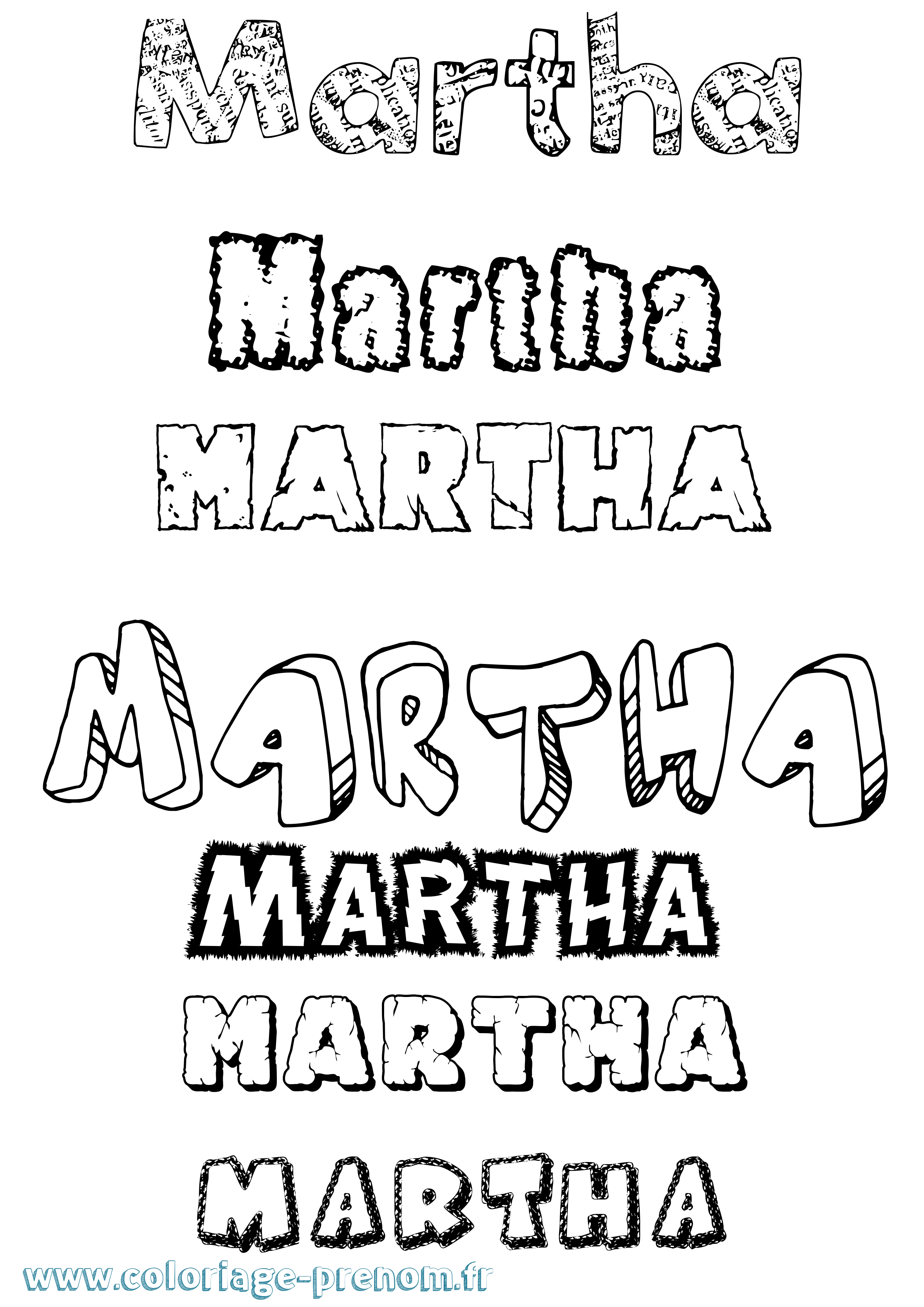 Coloriage prénom Martha Destructuré